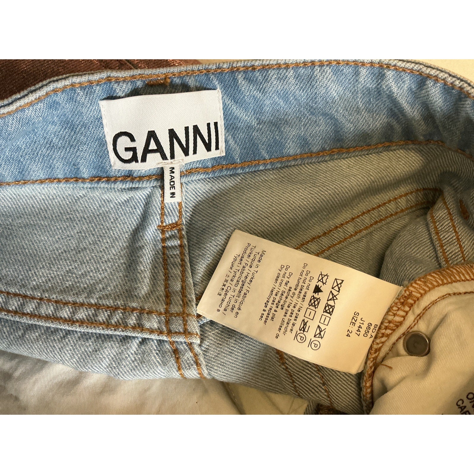 Ganni 'Foil' Pink Cotton Denim Stary Jean Size 24