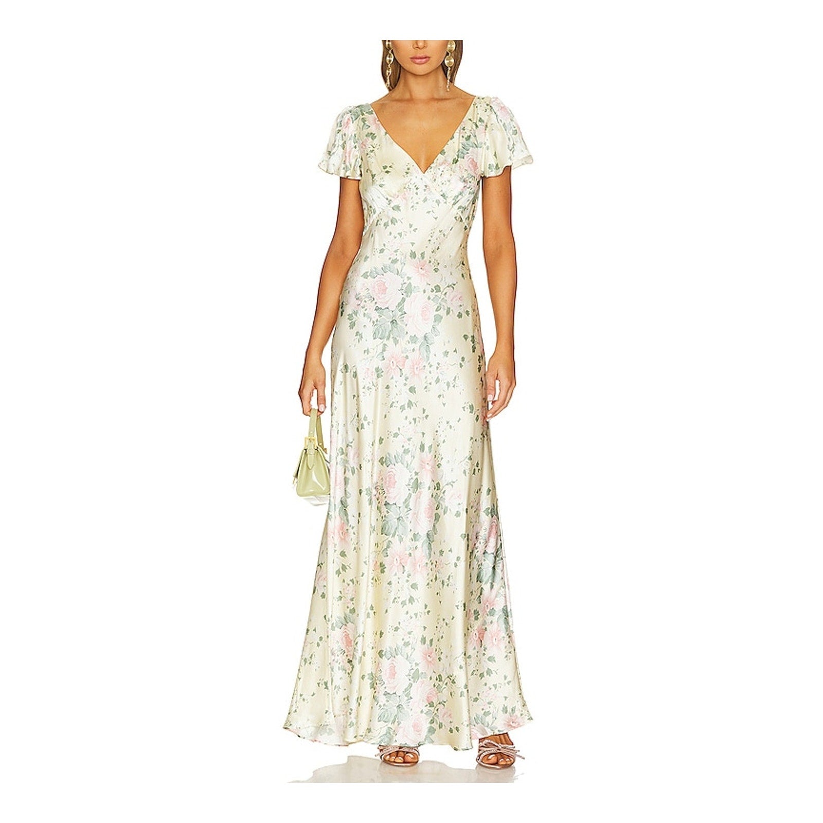 Selkie 'The Flutter' Cream Silk Slip Dress Size M