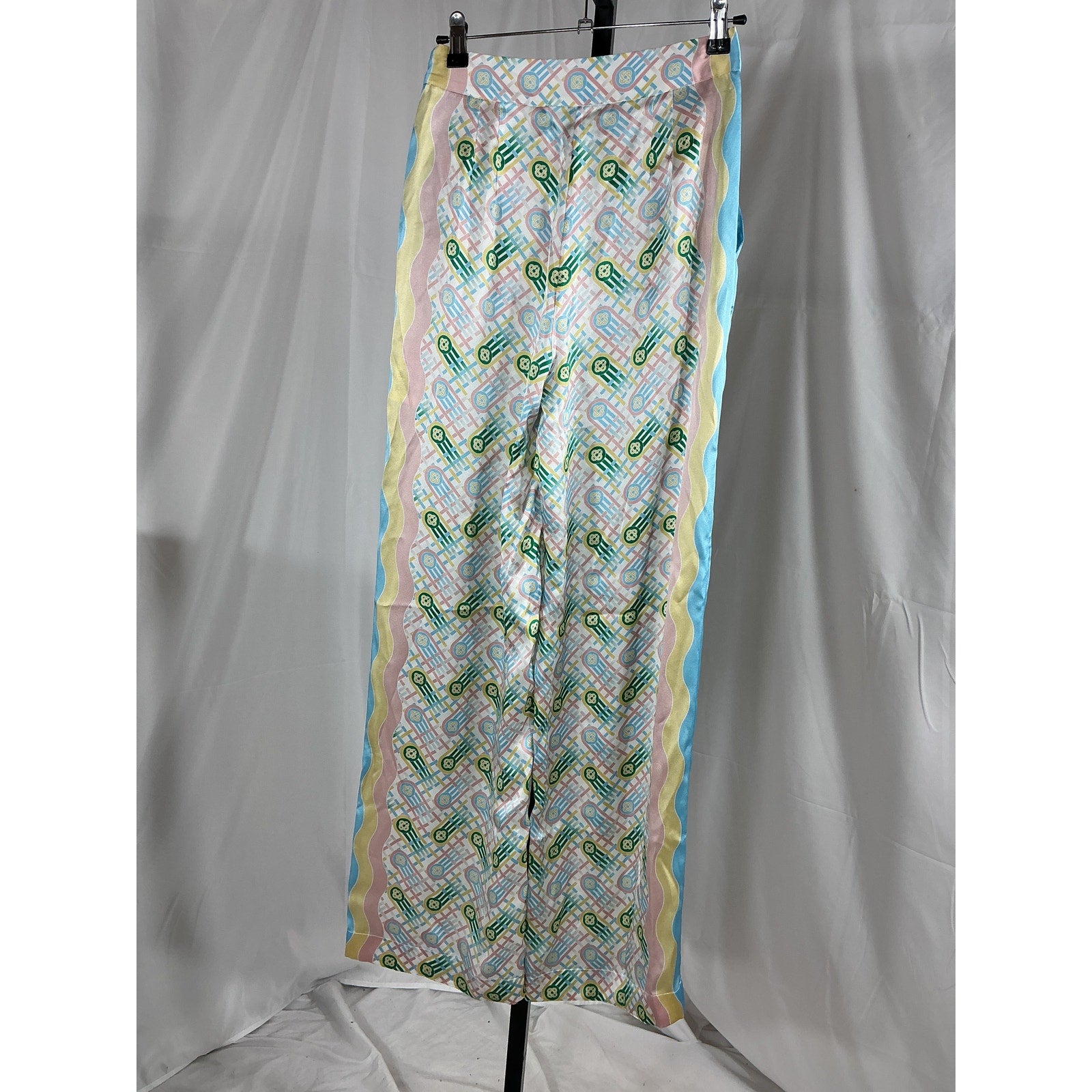 Casablanca Printed Blue Polyester Straight Leg Trousers Size 34 - NWT