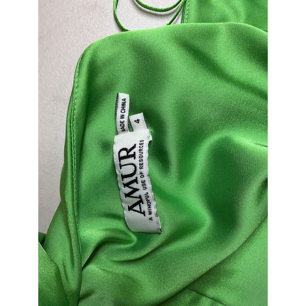 Amur 'Deena' Green Viscose One Shoulder Gown Size 4