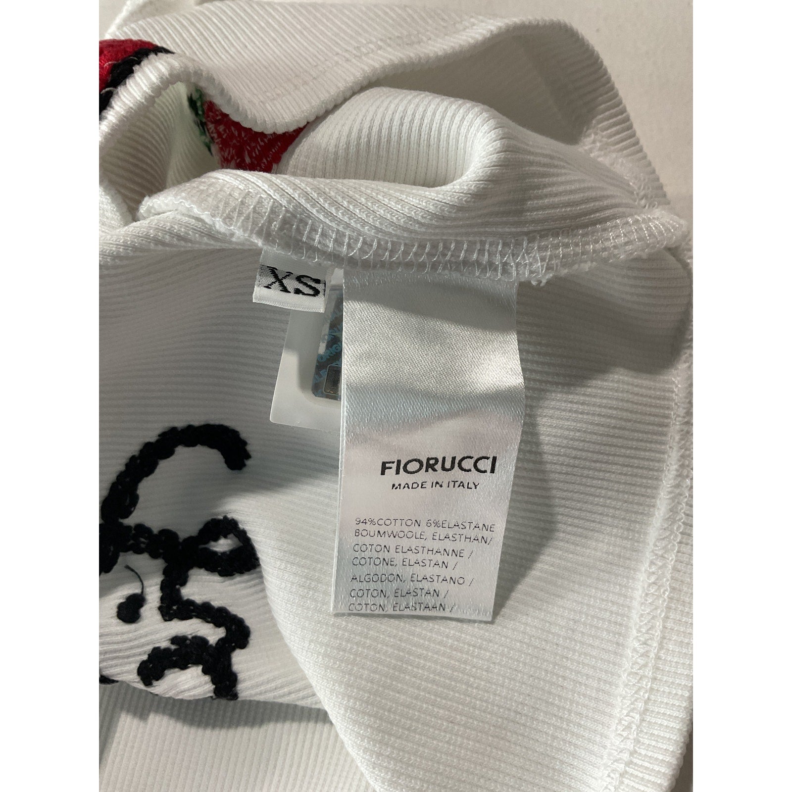 Fiorucci Embroidered White Cotton Cropped Tank Top Size XS