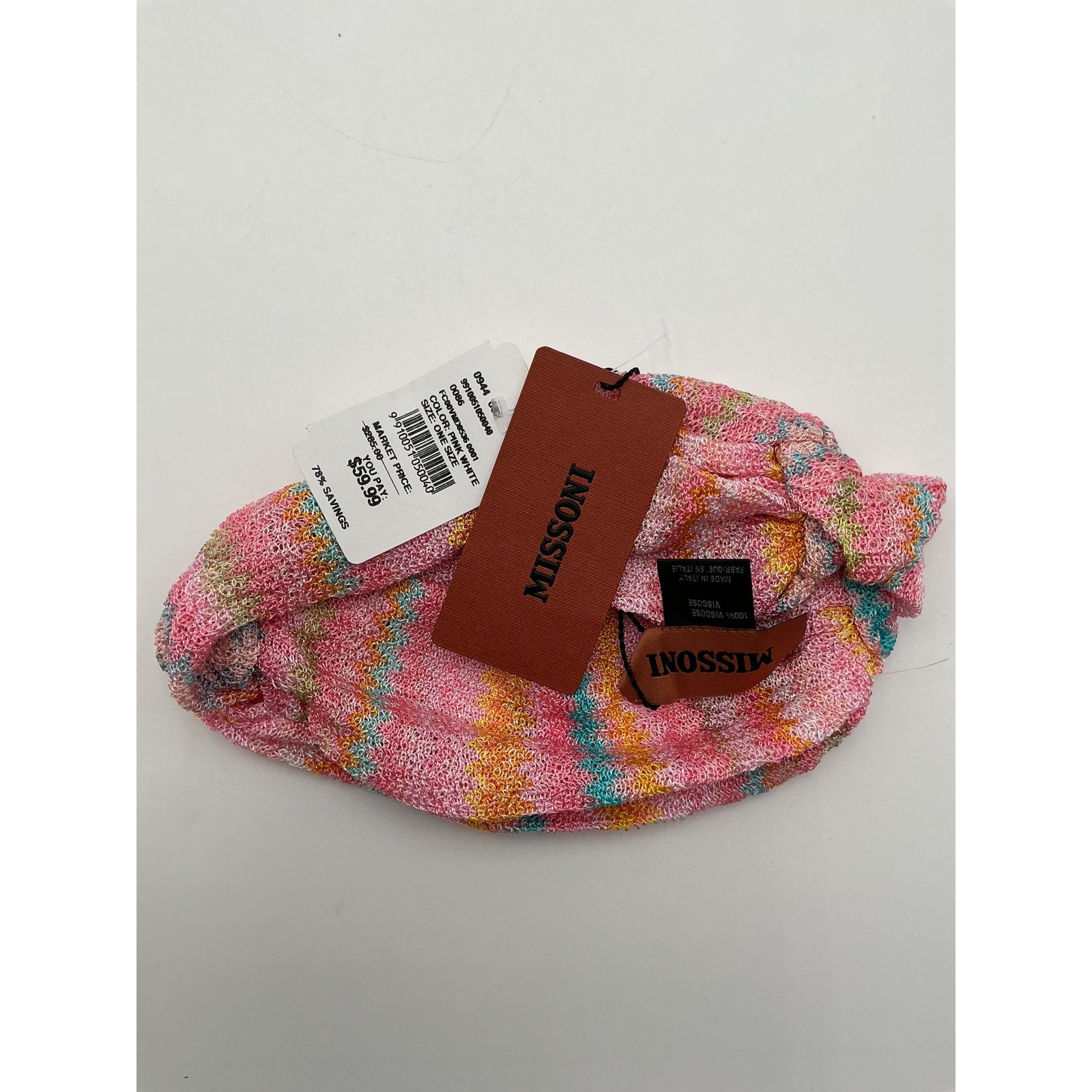 Missoni Twisted Pink Crochet-Knit Headband Size OS - NWT