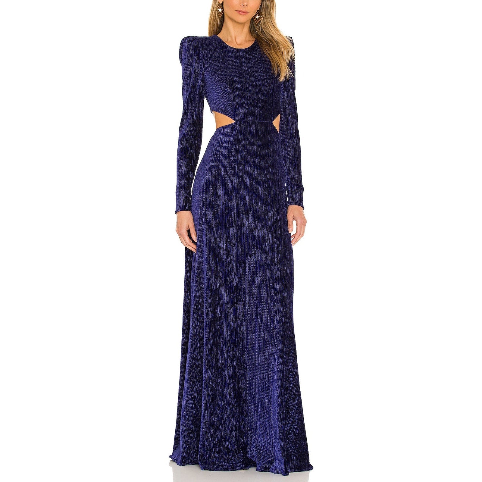 Patbo 'Textured' Purple Velvet Velour Waist Cut Out Gown Size 4