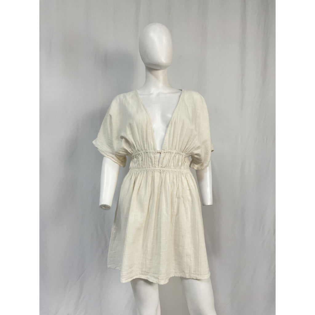 L*Space 'Ocean' Cream Cotton Eyes Tunic Dress Size L