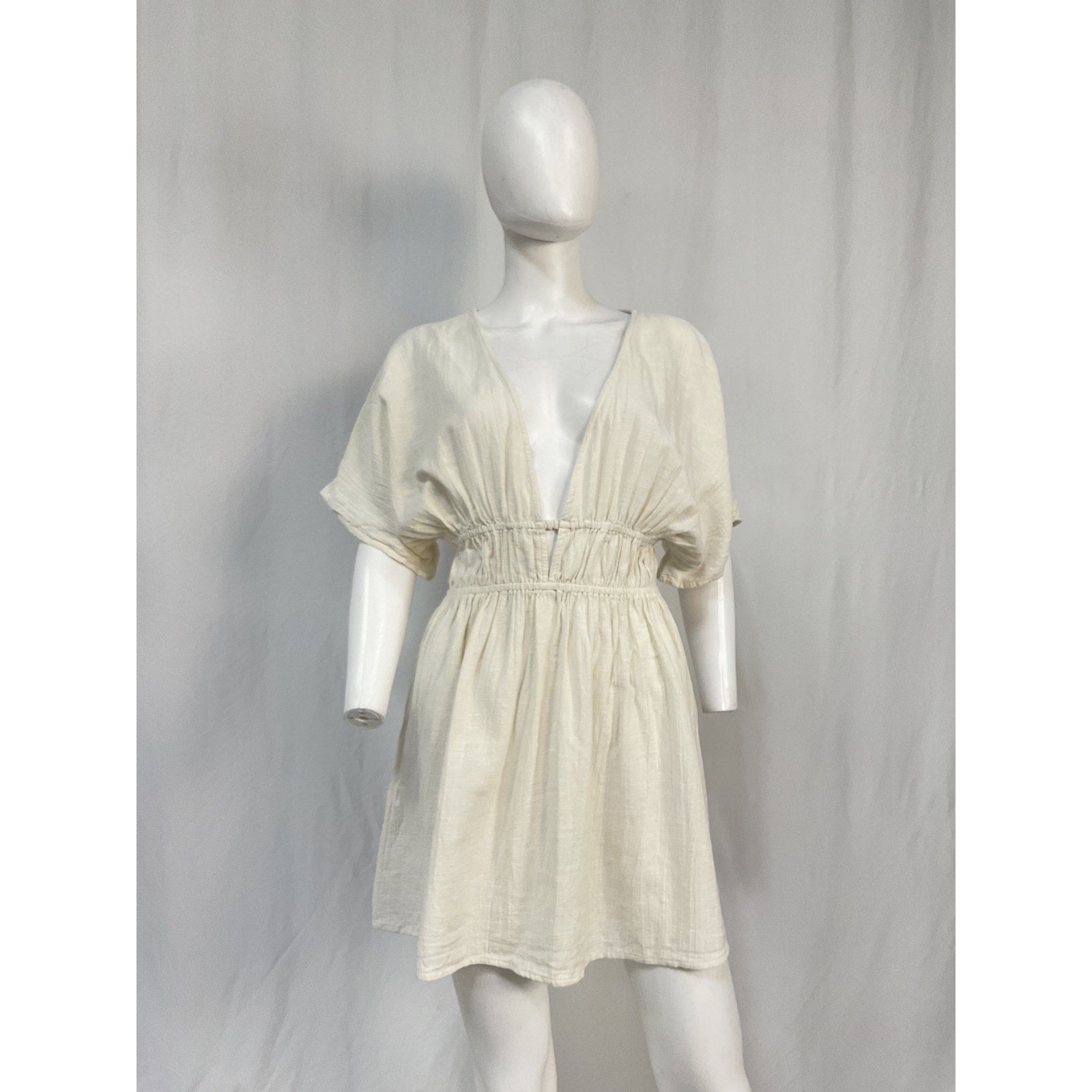 L*Space 'Ocean' Cream Cotton Eyes Tunic Dress Size L