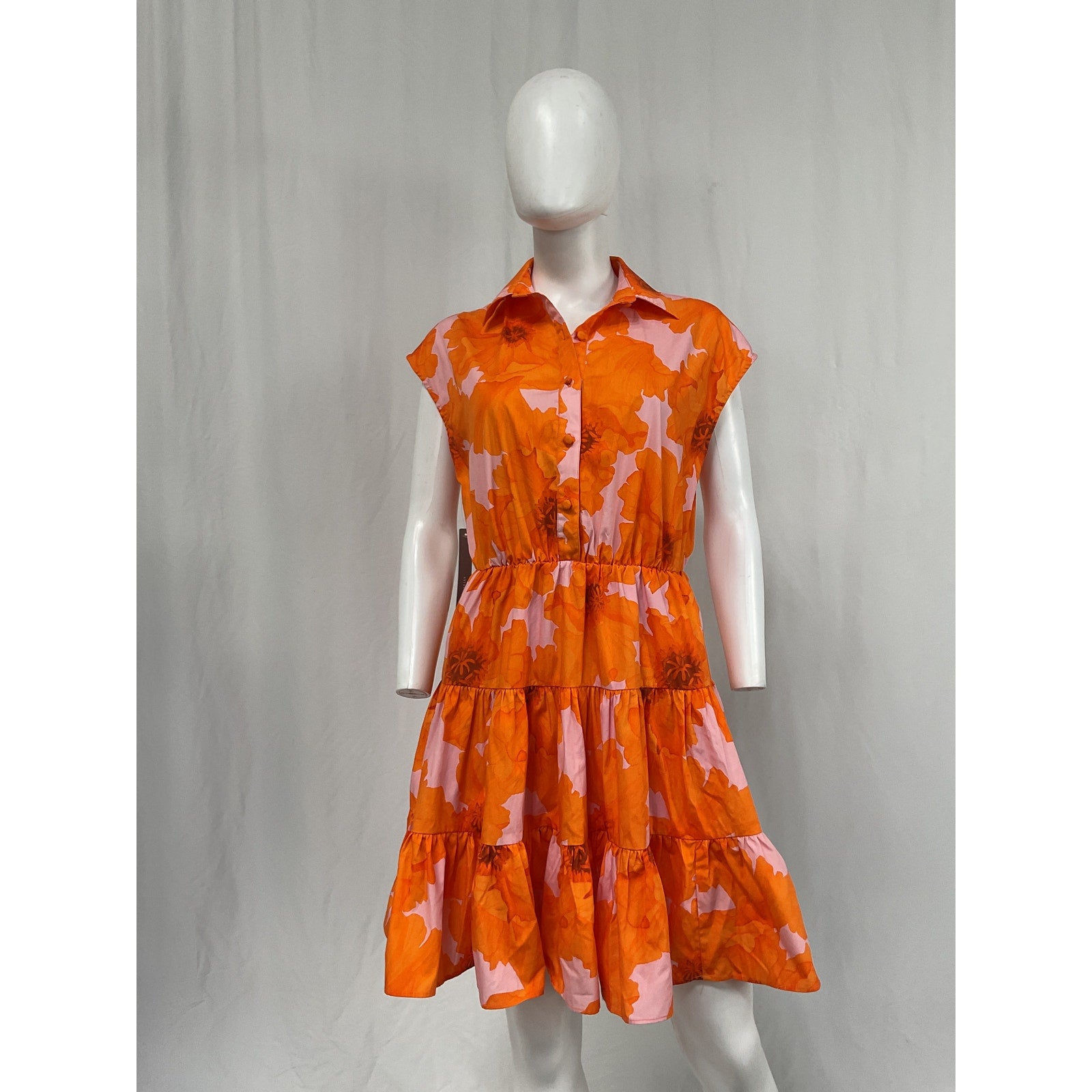 Hutch Short-Sleeve Orange Cotton Mini Shirt Dress Size S PETITE - NWT