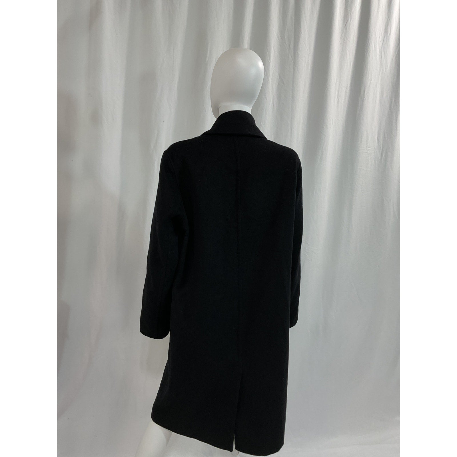 Vince 'Classic' Black Wool Blend Straight Coat Size M