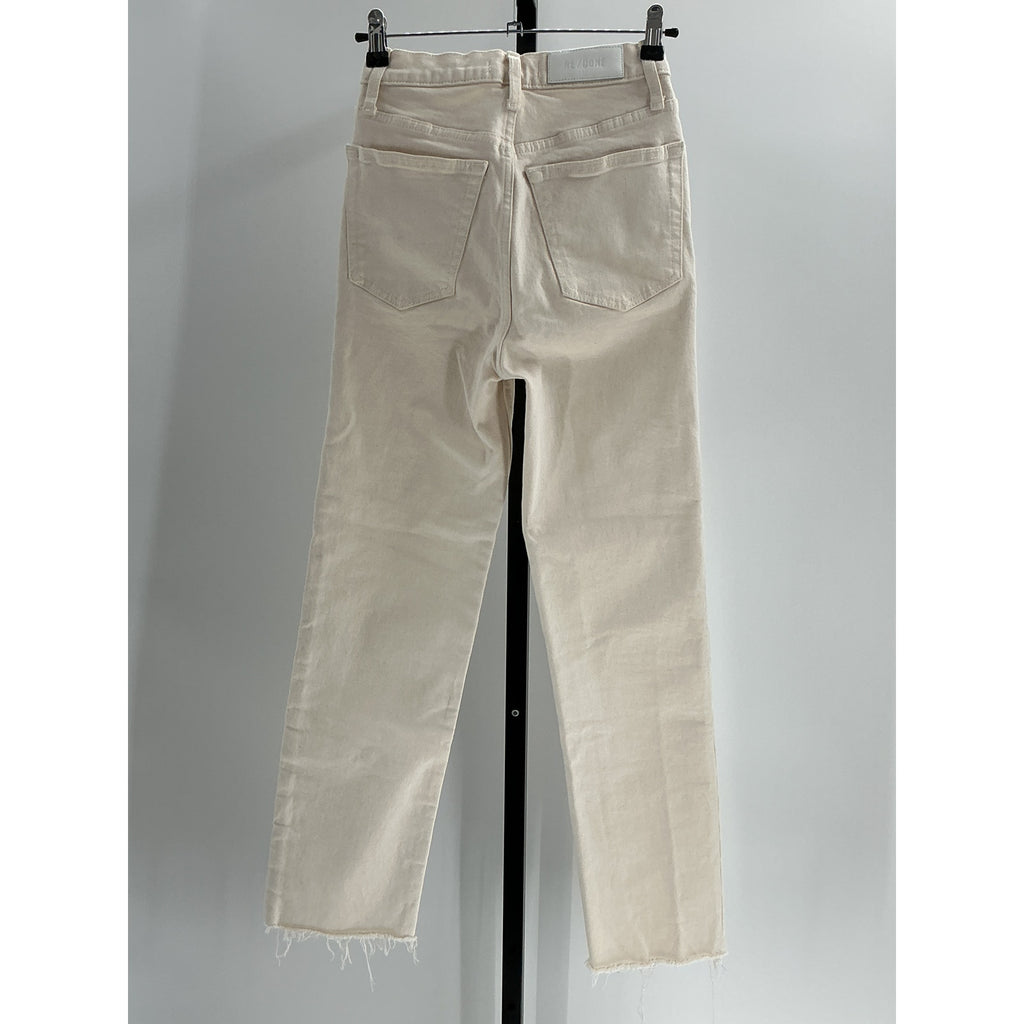 Re/Done '70S' Ivory Cotton High-Rise Stove Pipe Jeans Size 24
