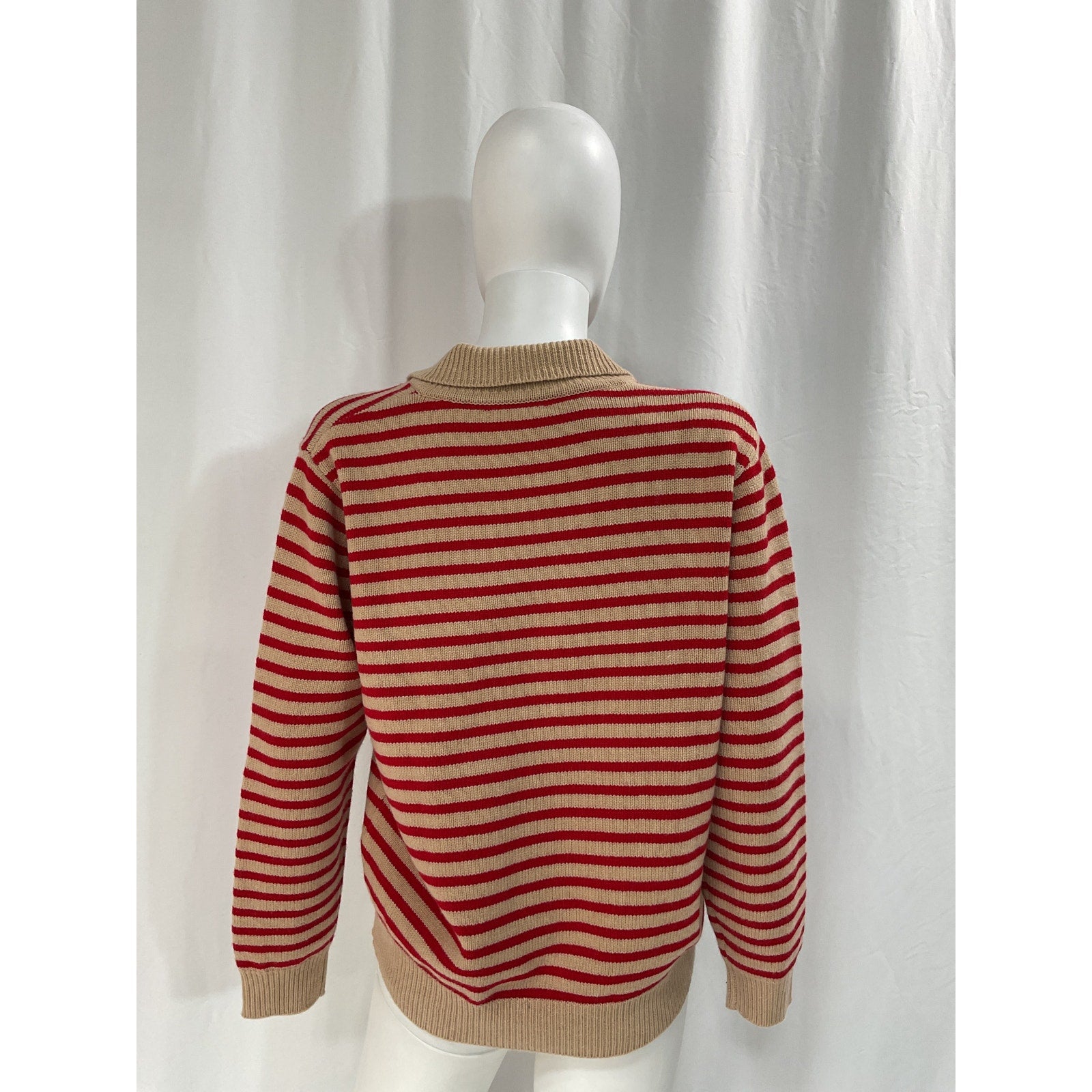 Demylee 'Lucian' Red Stripe V Neck Striped Sweater Size S