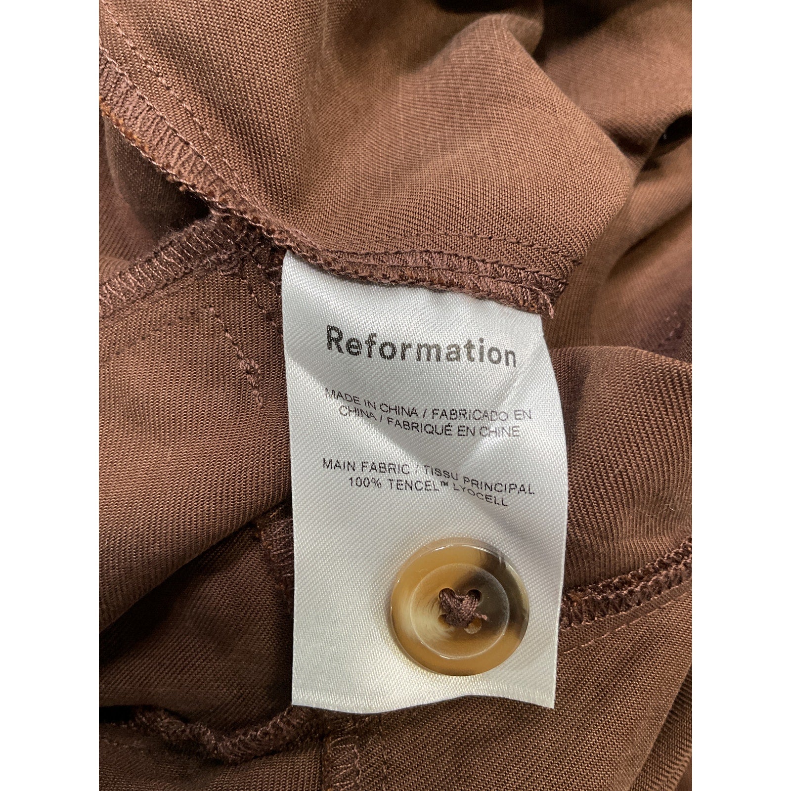 Reformation Petites Brown 'Mason' Pant Size 0P