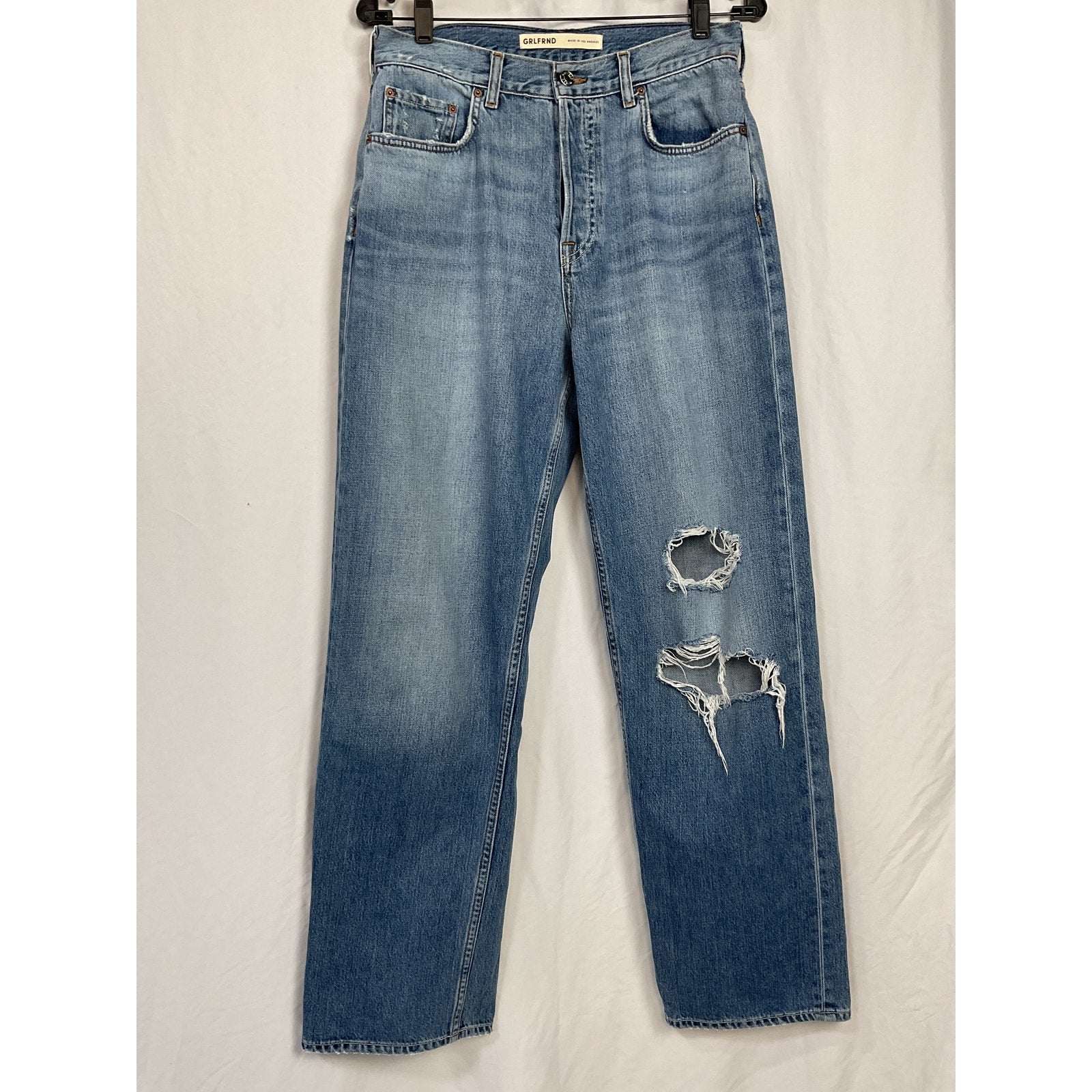 Grlfrnd 'Bella' Blue Cotton Low Rise Boyfriend Denim Jean Size 28