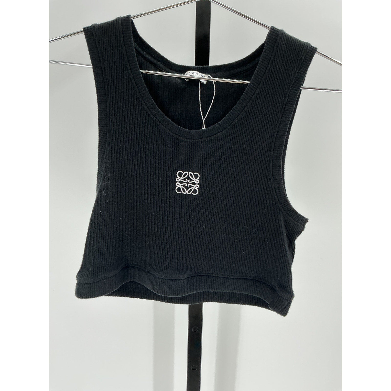 Loewe Cropped Anagram Black Cotton Tank Top Size M
