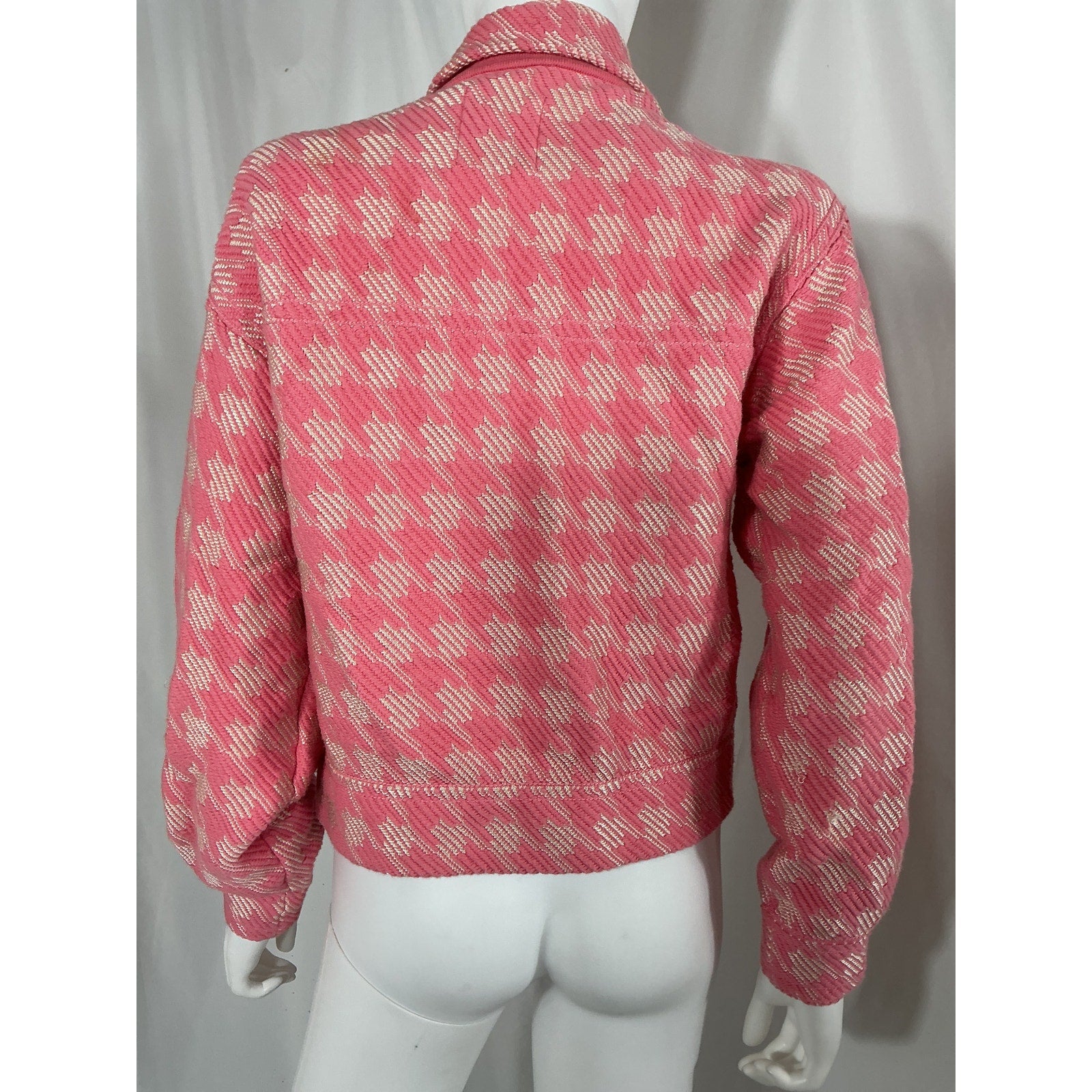 Sandro 'Houndstooth' Pink Cotton Jacket Size XS