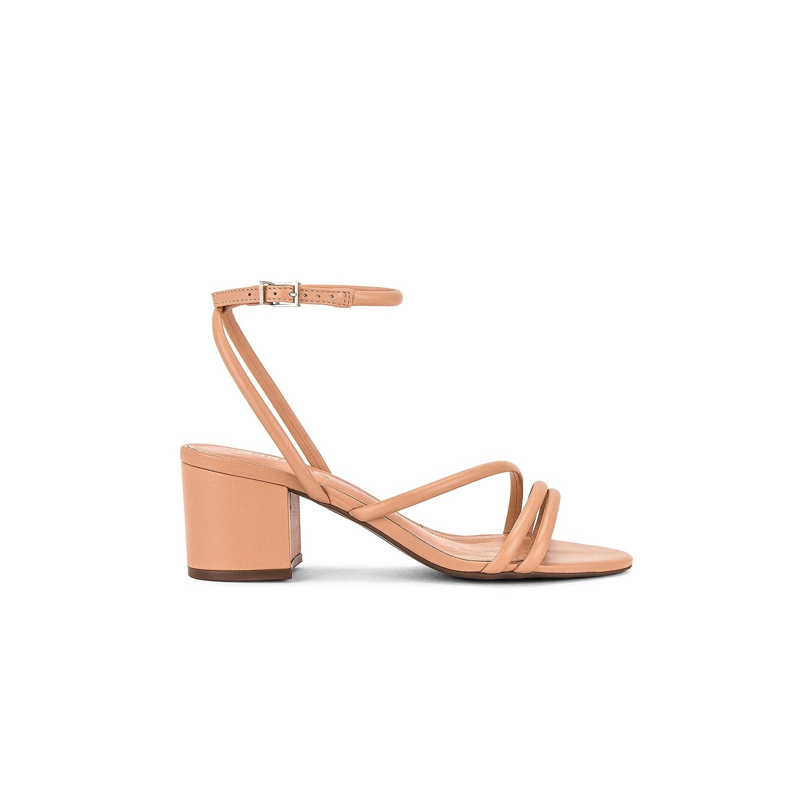 Schutz 'Aiyra' Beige Leather Mid Block Sandal Size 8