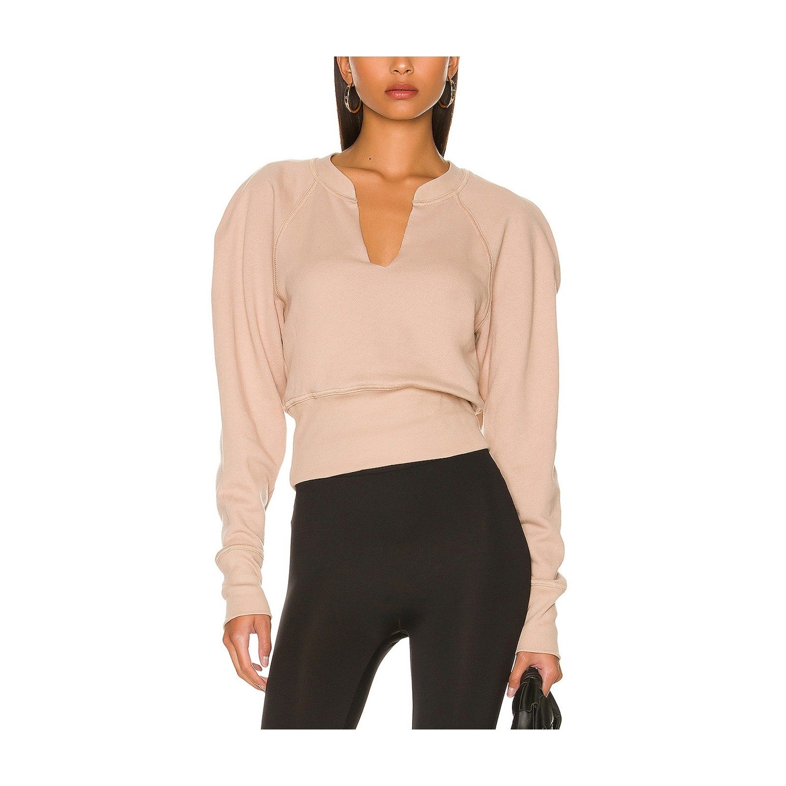 L'Academie '80S' Tan Cotton Sleeve Sweatshirt Size XS