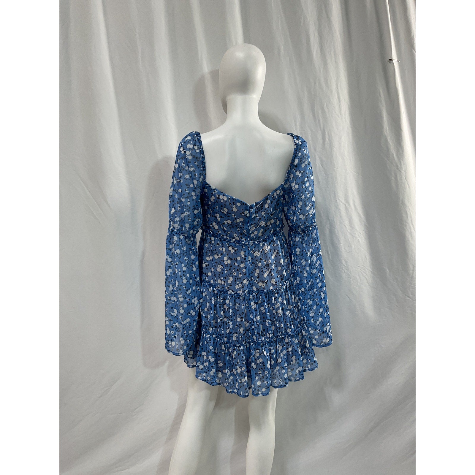 Majorelle 'Ailish' Blue Georgette Cut Out Mini Dress Size M