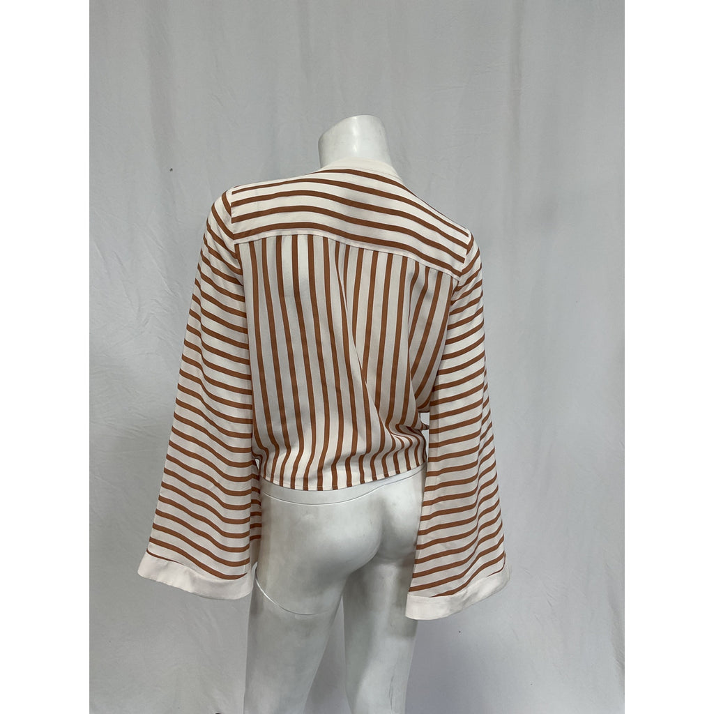 L'Agence 'Charlize' White Silk Bell Sleeve Blouse Size XS
