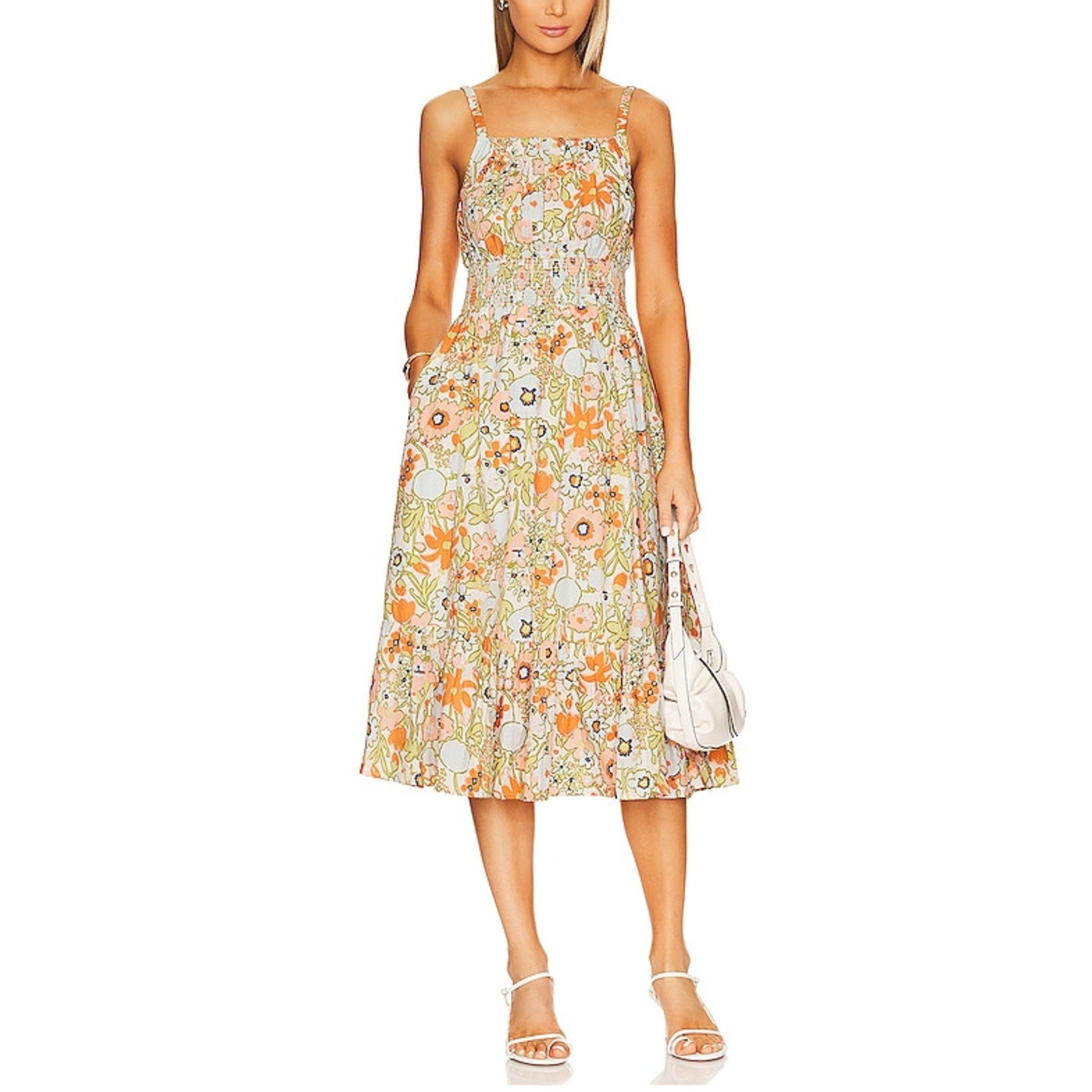 Cleobella 'Patrice' Orange Cotton Midi Dress Size M