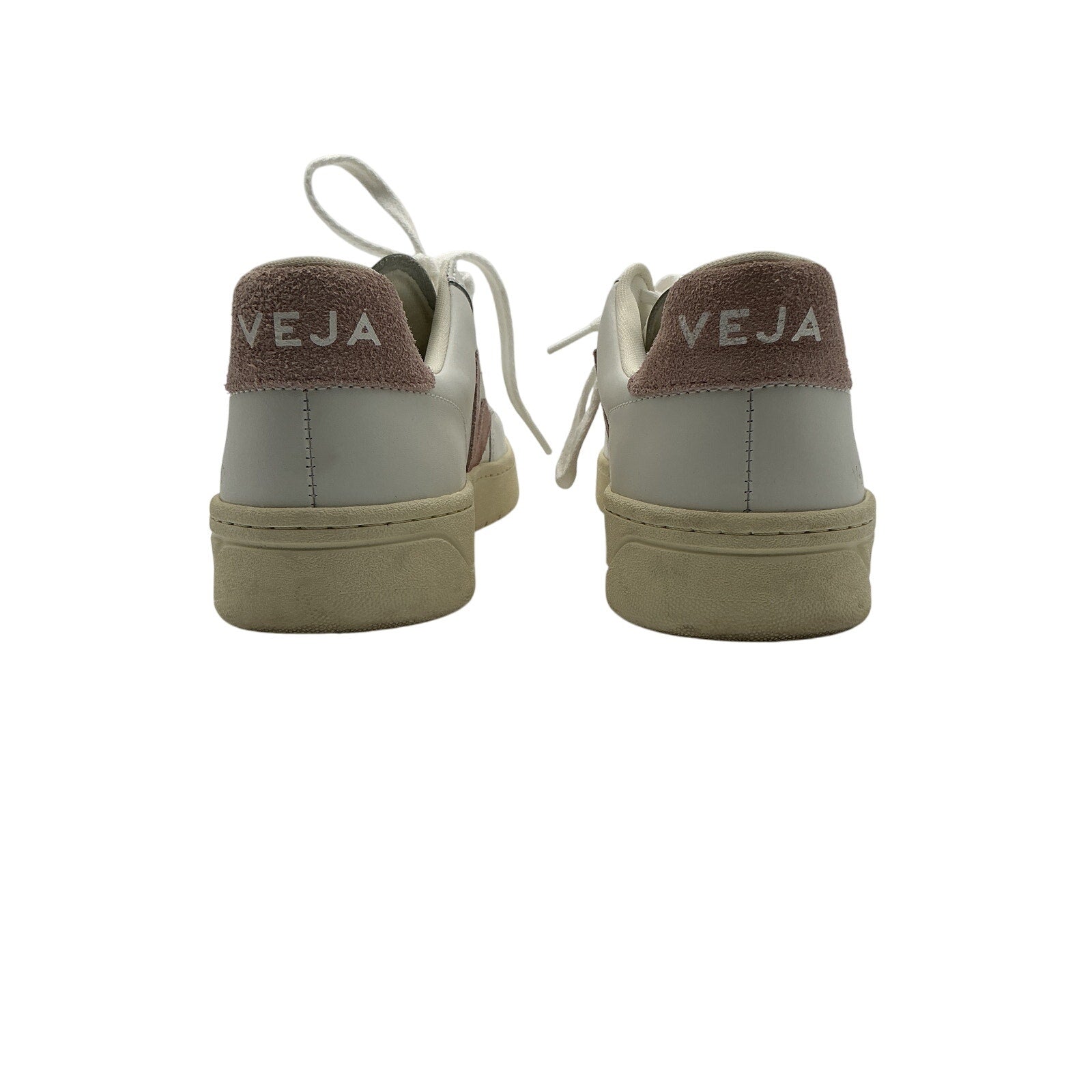 Veja + Net Sustain V-12 White Leather Suede-Trimmed Leather Sneakers Size 7