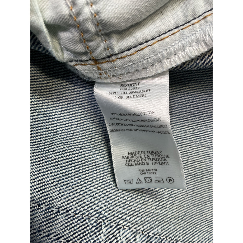 Re/Done '70S' Blue Cotton Low Rise Straight Denim Jean Size 25