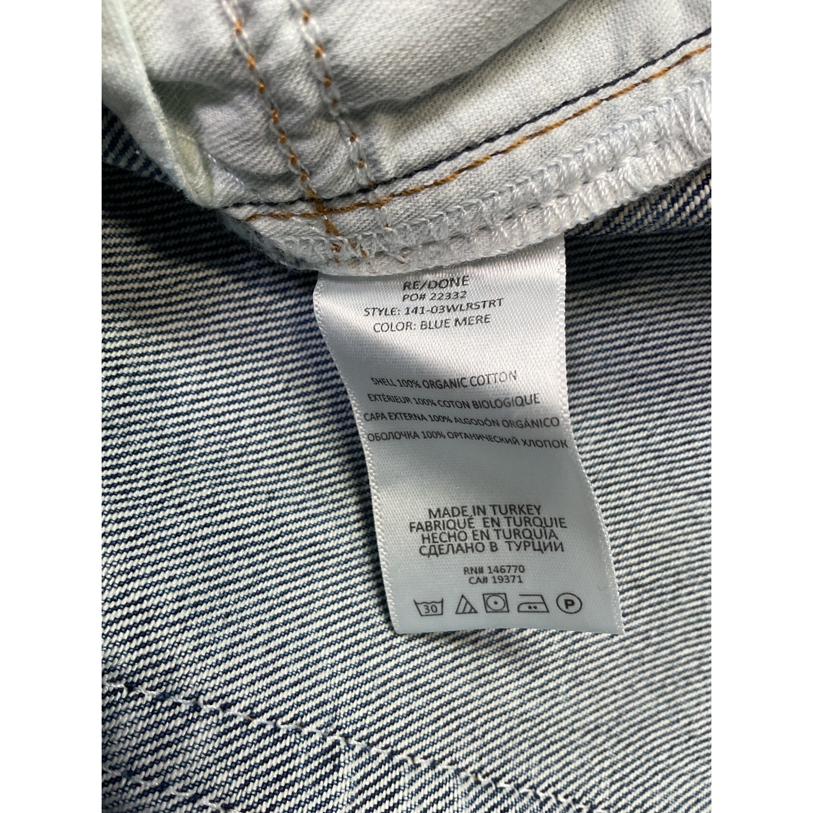 Re/Done '70S' Blue Cotton Low Rise Straight Denim Jean Size 25