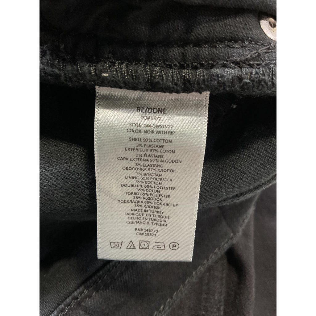 Re/Done '70's' Black Stove Pipe Denim Jeans Size 30 - NWT