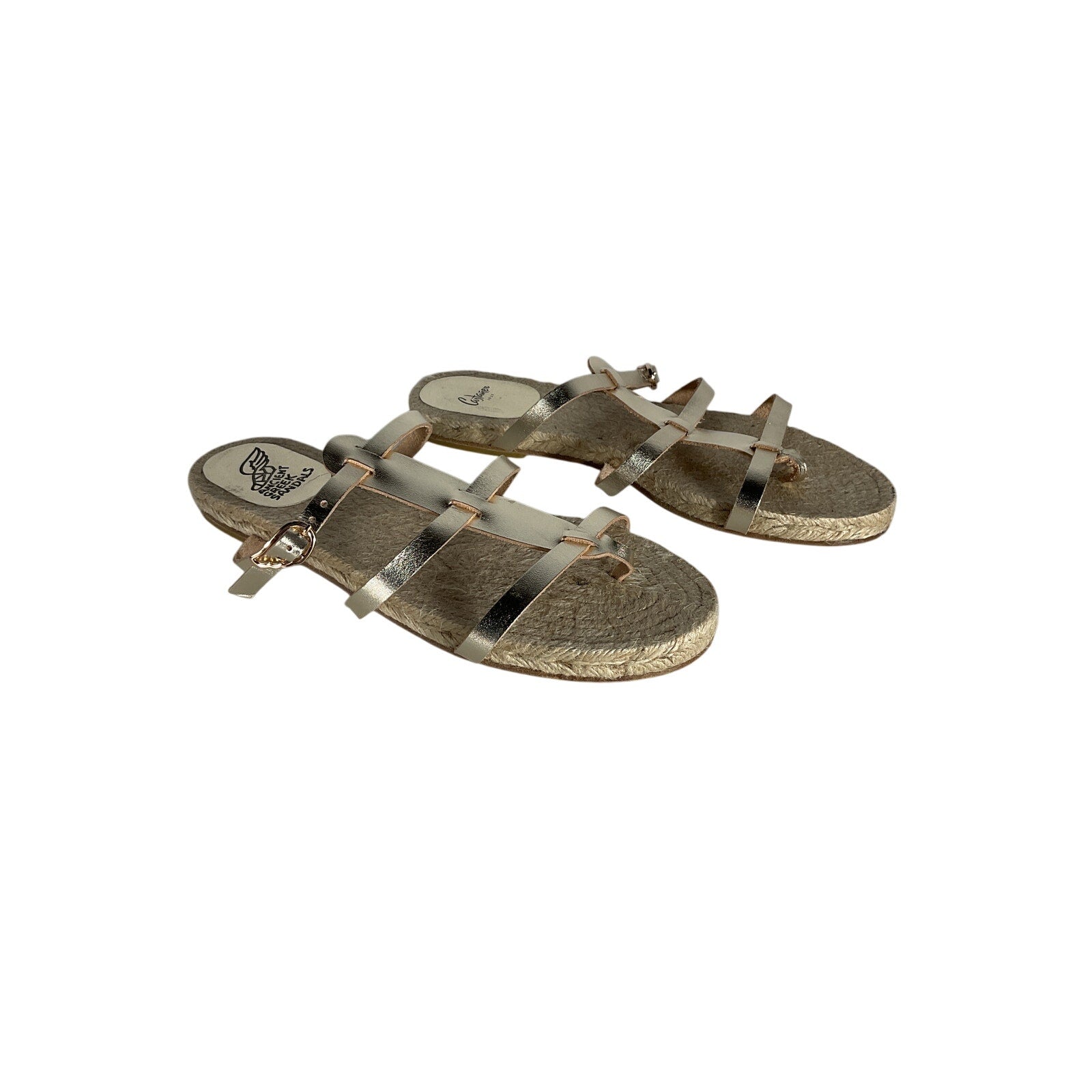 Casta�er + Ancient Gold Leather Greek Sandals Milos Metallic Sandals Size 9