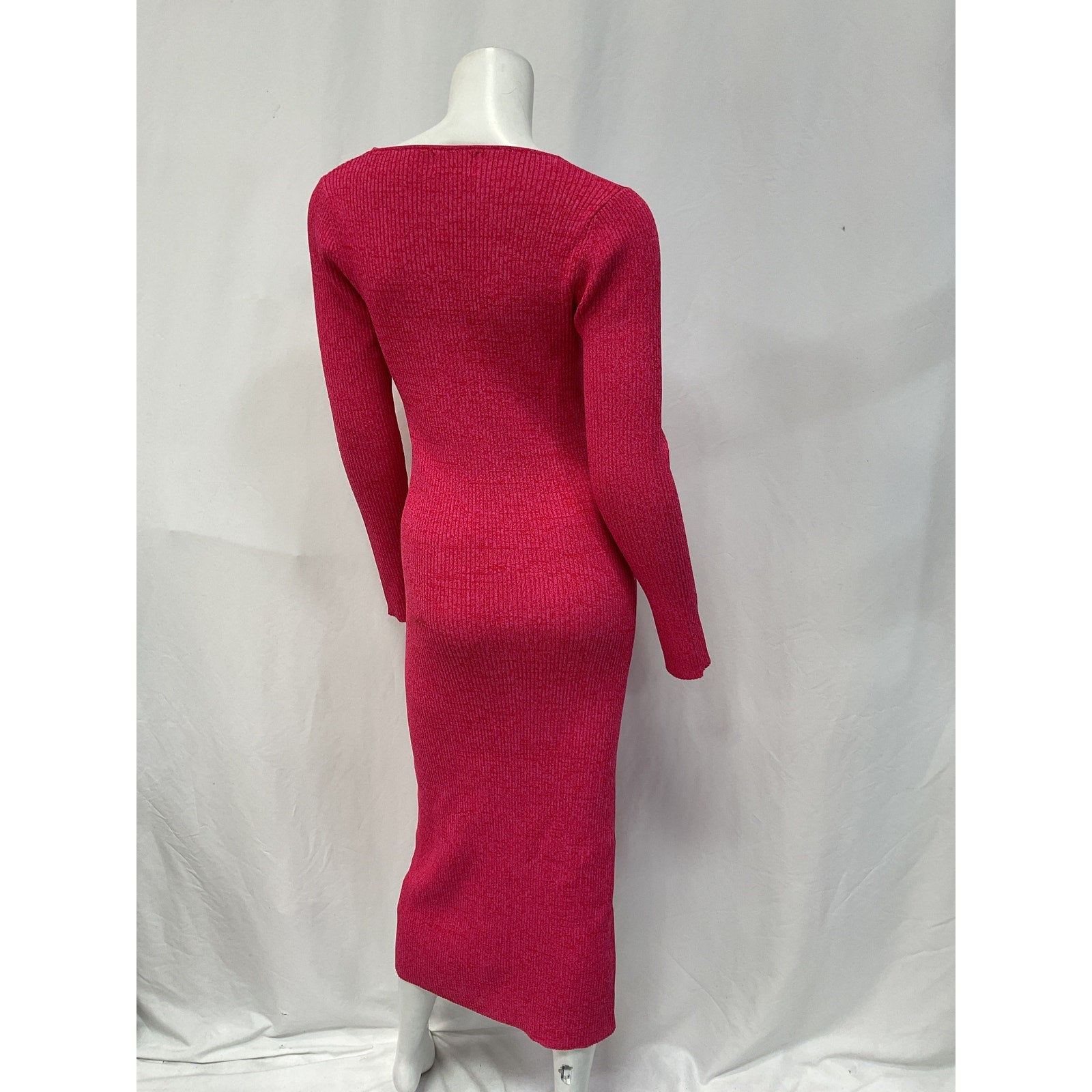 Ganni 'M�lange' Pink Knit Long Sleeve Midi Dress Size M
