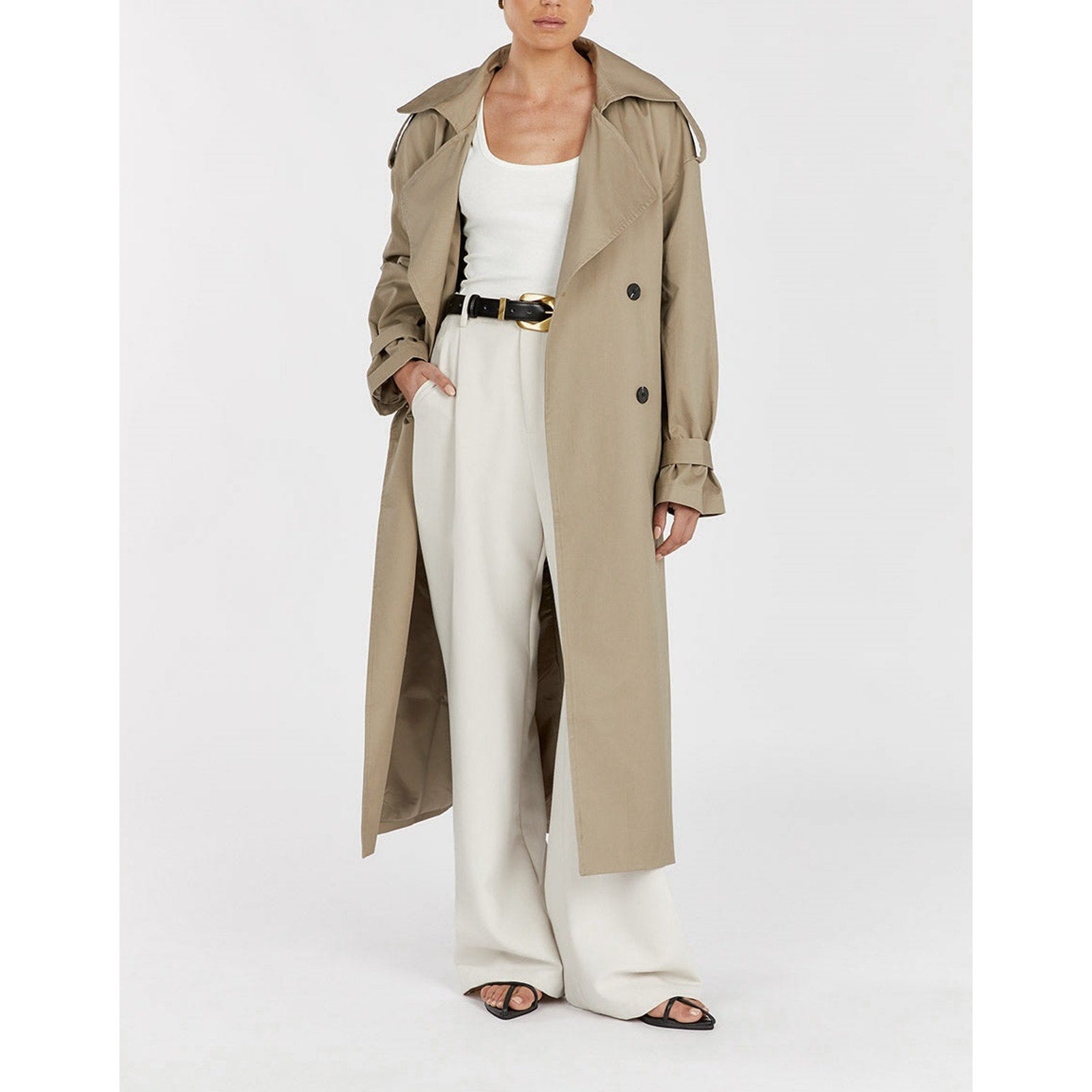 Dissh 'Cameron' Green Cotton Moss Trench Coat Size 8 - NWT