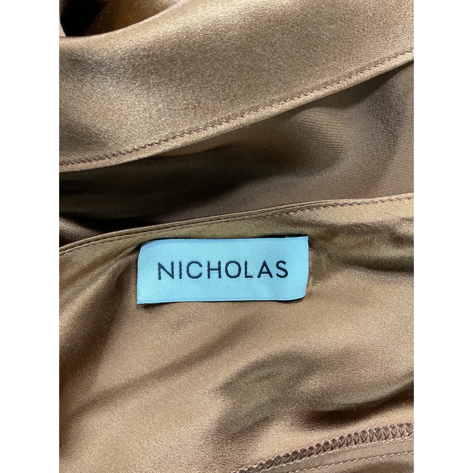 Nicholas 'Lucinda' Brown Halter Cowl Neck Gown Size 4