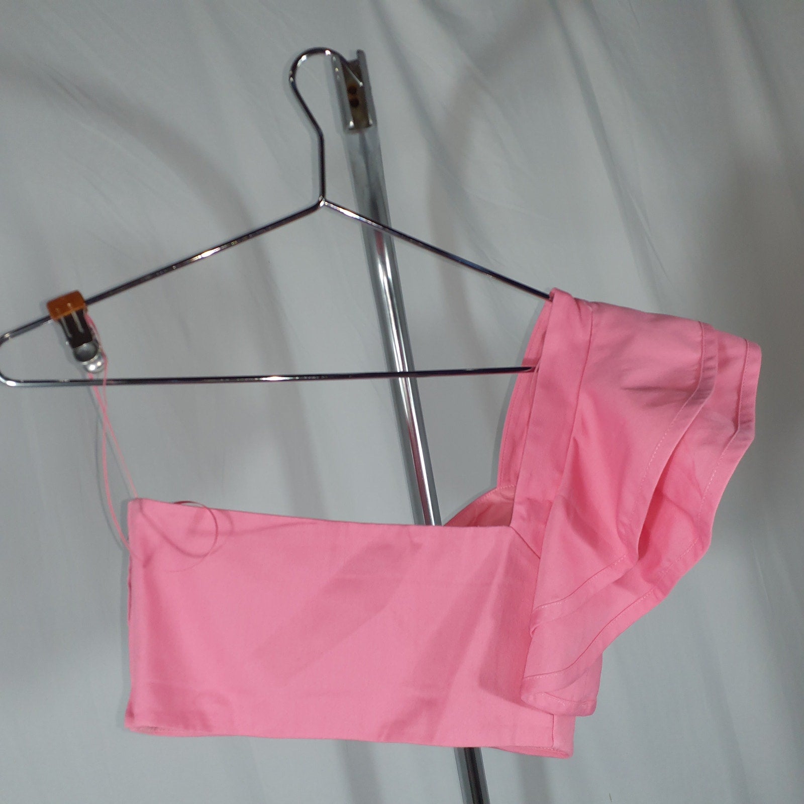 Amur 'Zeha' Pink One Shoulder Bra One Shoulder Knotted Detail Twill Blouse Top Size 0