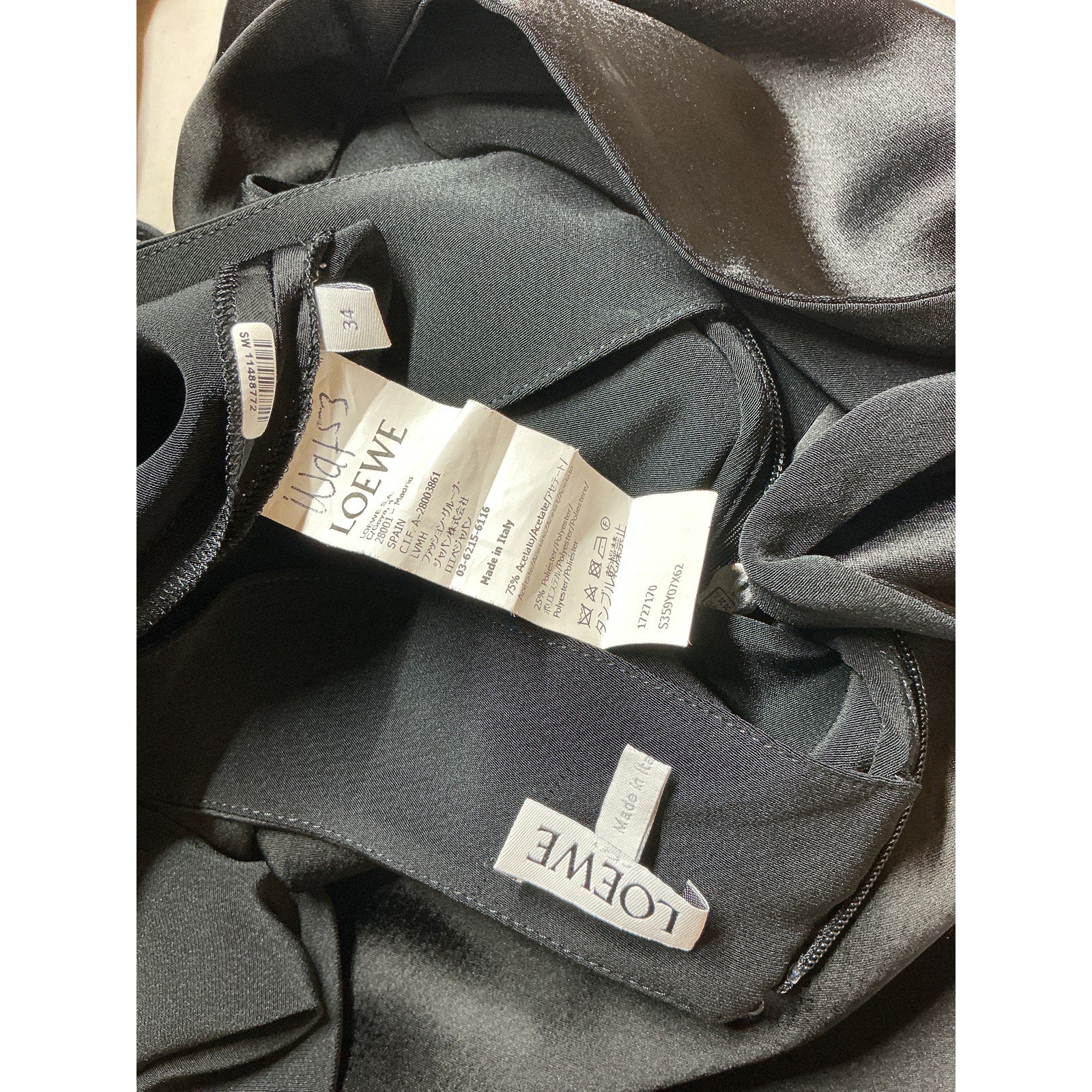 Loewe Open-Back Black Acetate Satin Halterneck Top Size 34