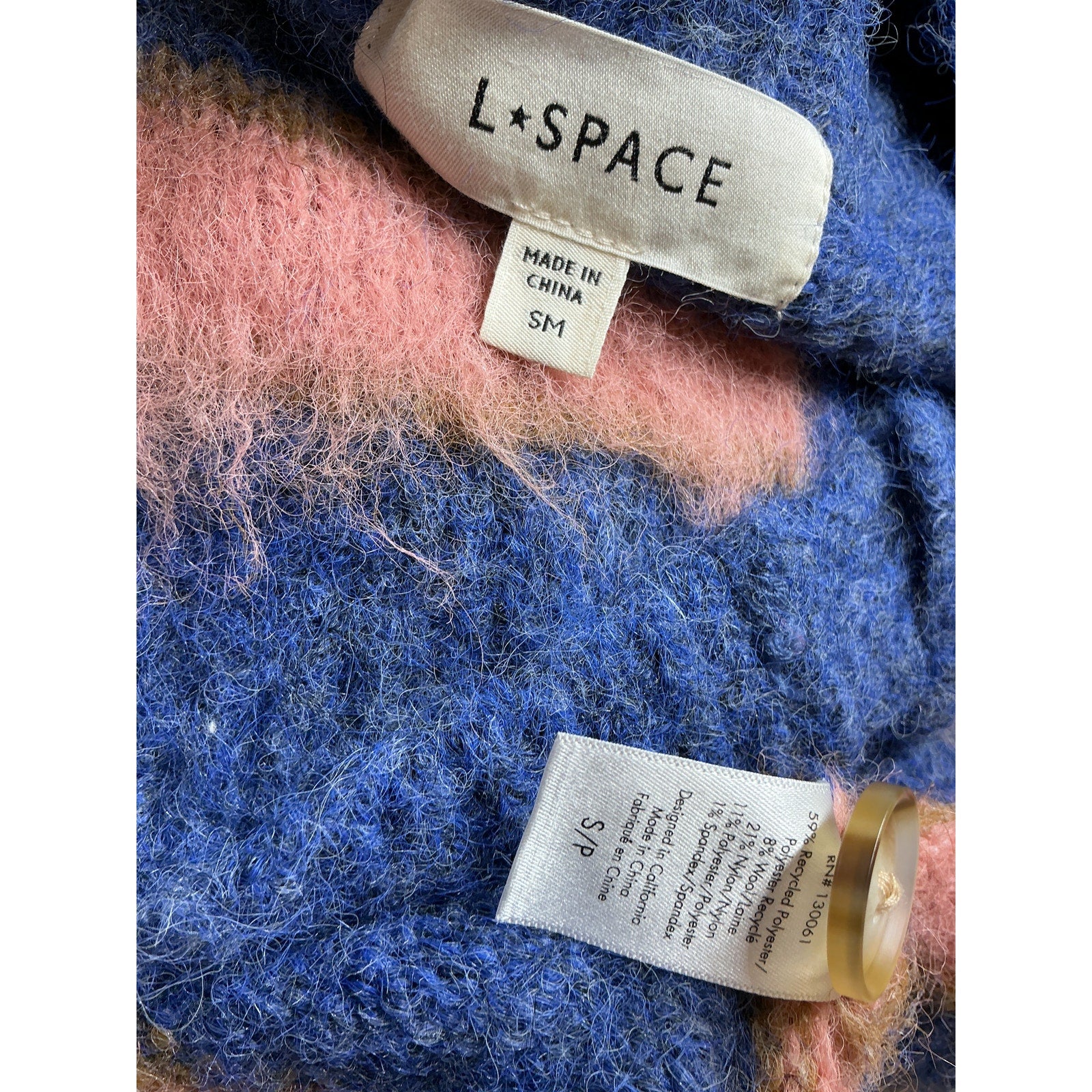 L*Space 'Montauk' Blue Polyester Cardigan Size S