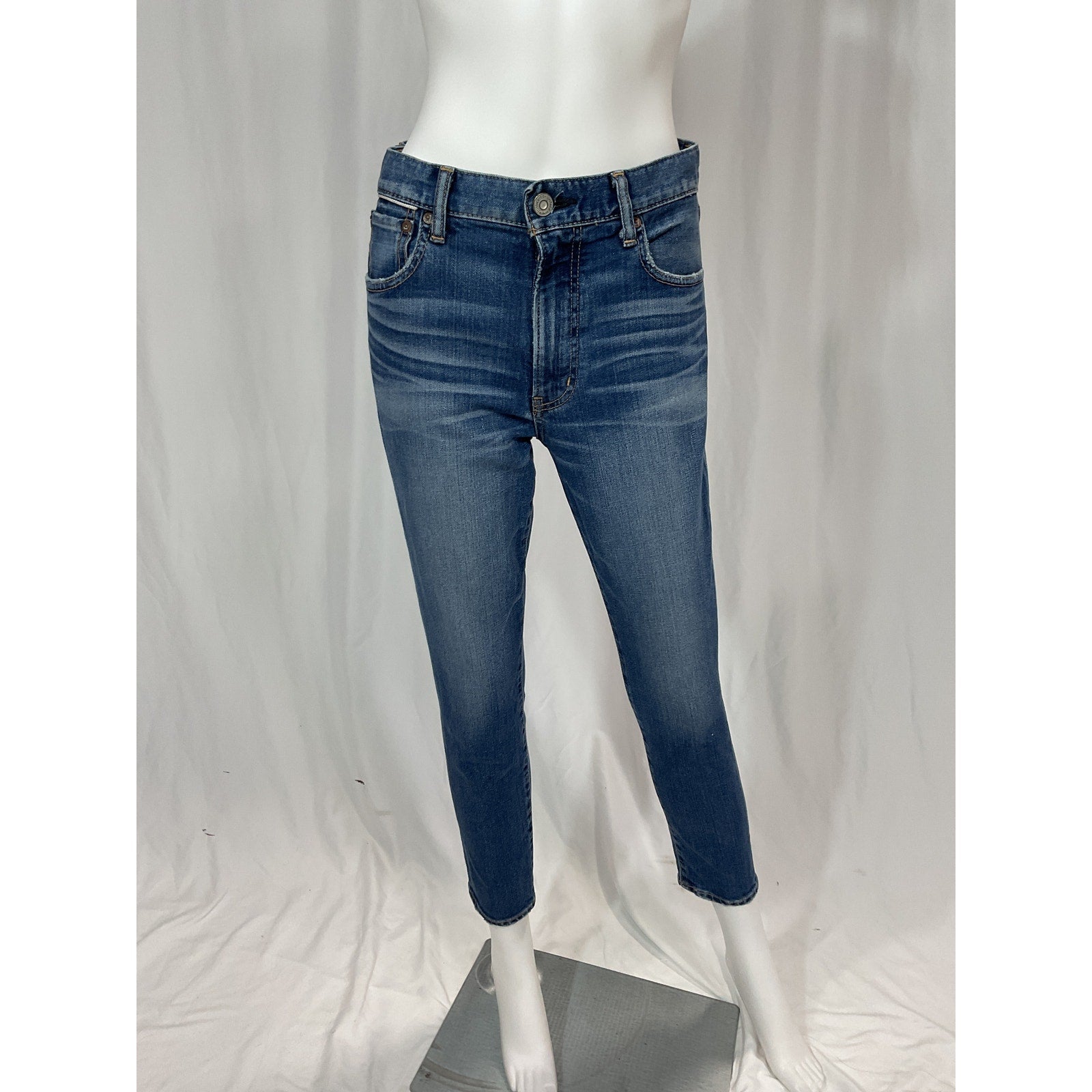 Moussy 'Ballena' Blue Mid-Rise Cropped Skinny Jeans Size 26