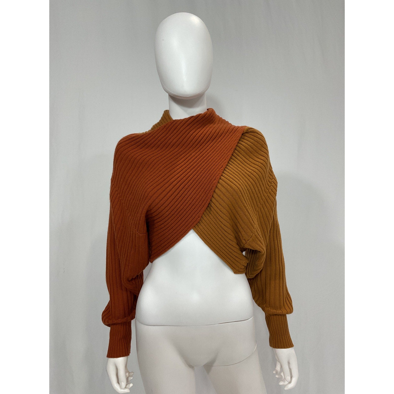 Amur Milena 'Cropped' Red Rib Knit Sweater Size P