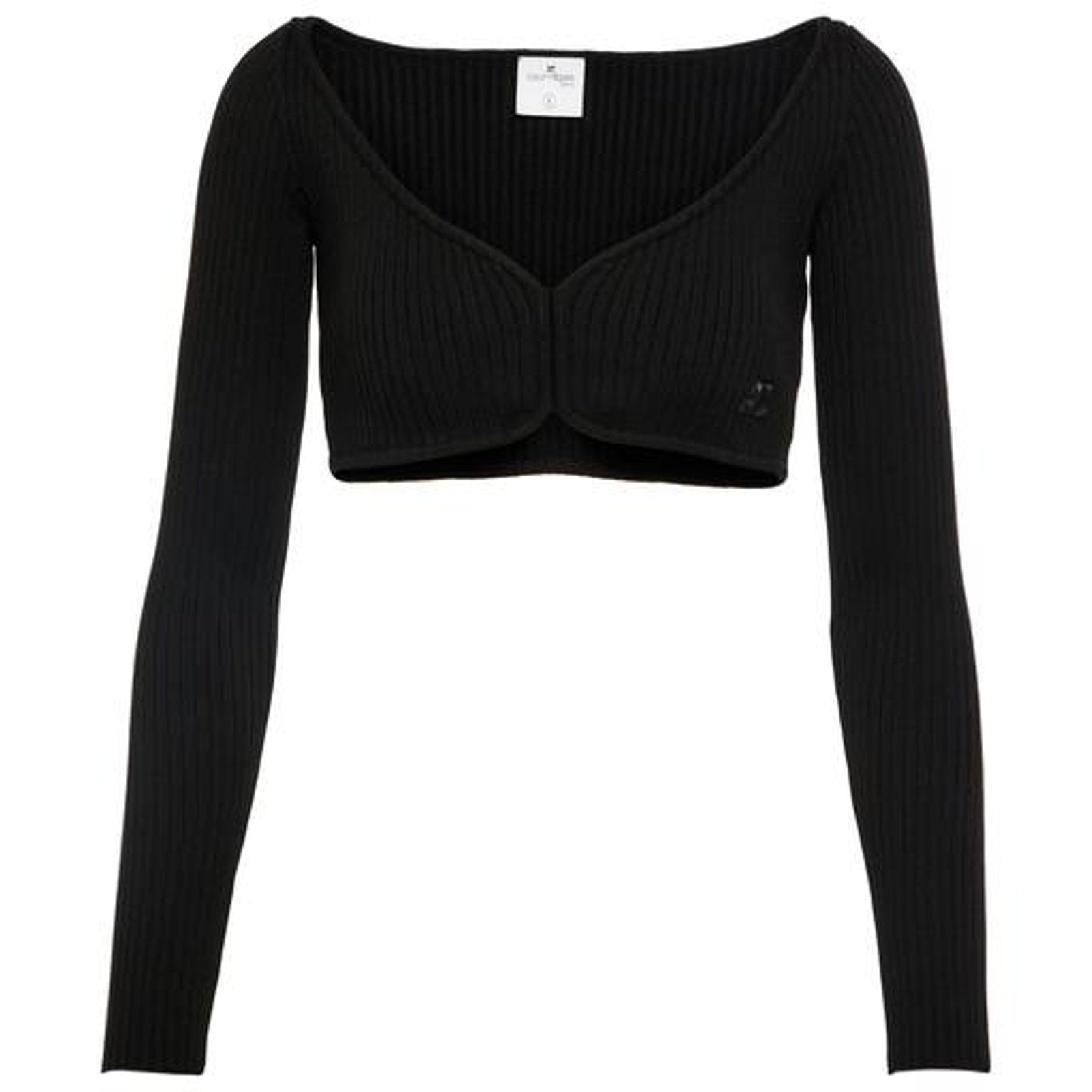 Courr�ges Rib-Knit Black Viscose Crop Top Size M