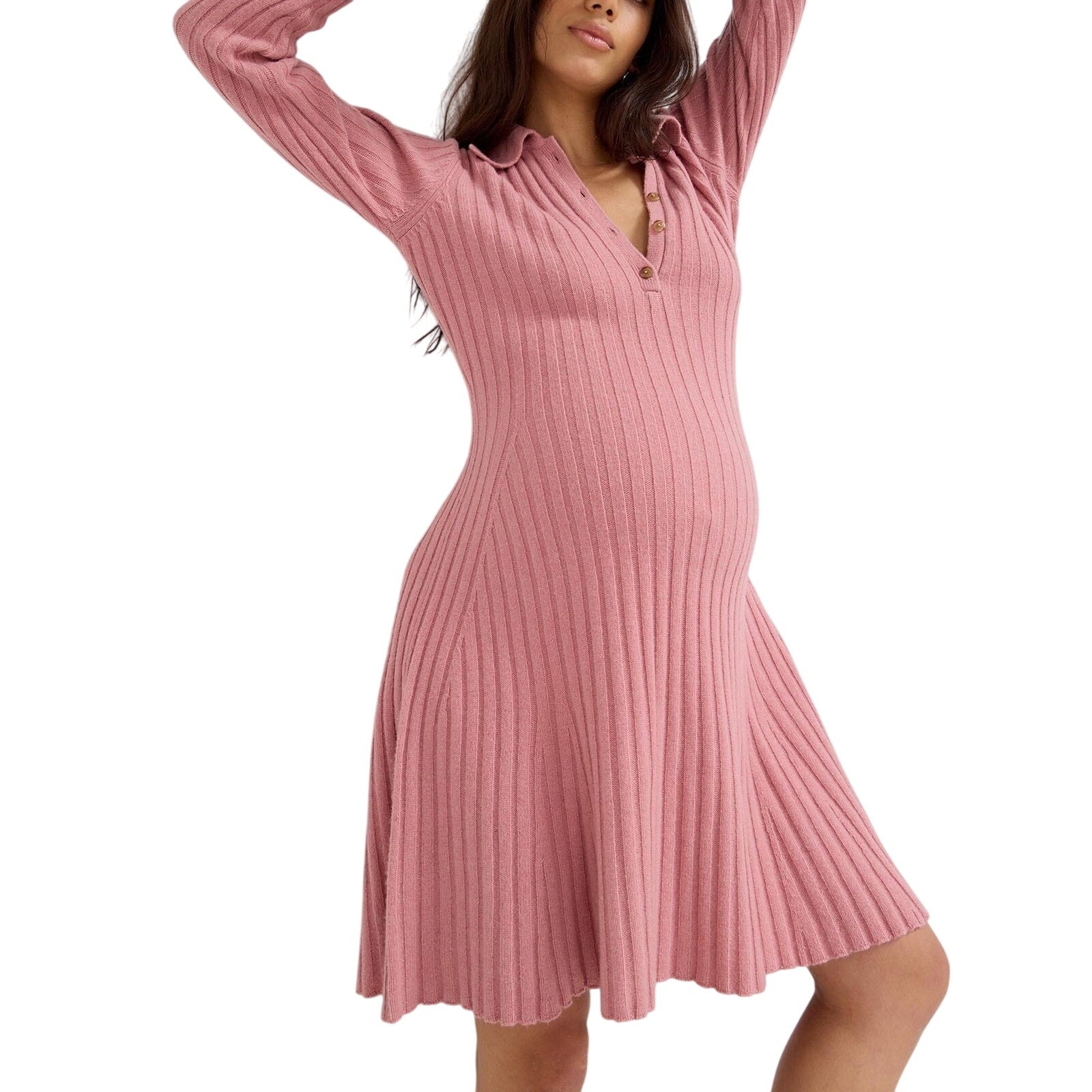 Hatch 'The Addie' Pink Wool Polo Sweater Dress Size 3