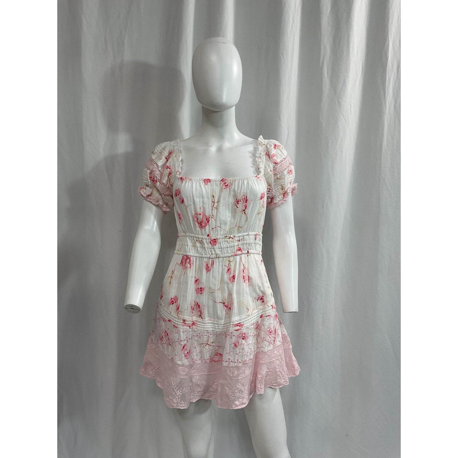 Loveshackfancy 'Lilium' Pink Floral Linen Dress Size XS