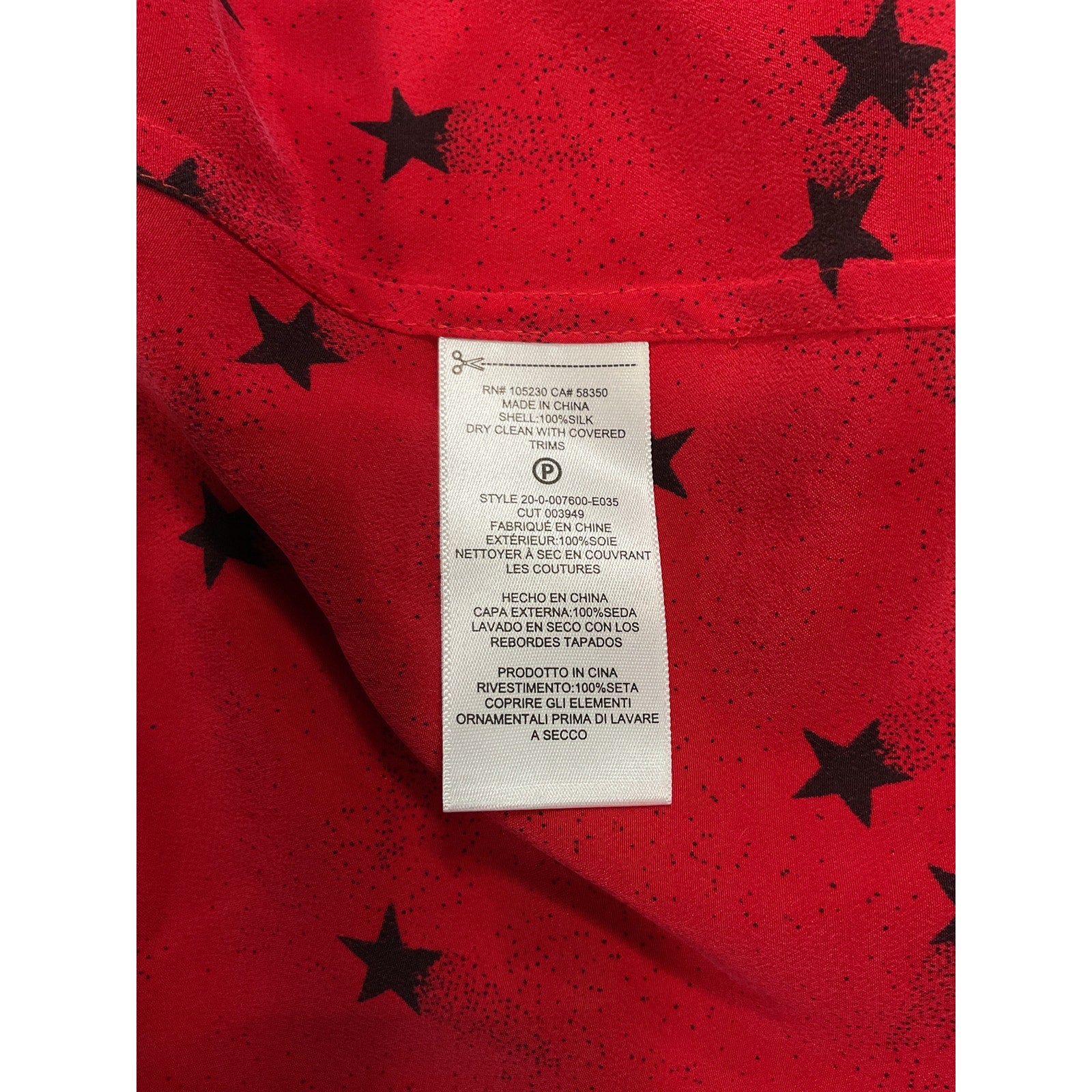 Equipment 'Signature' Red Silk Top Size XS