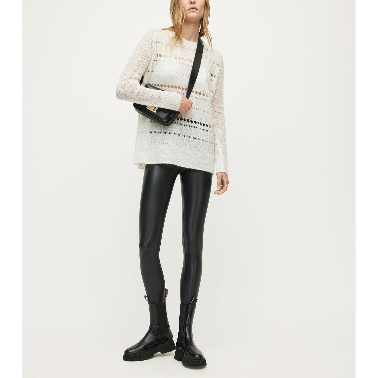 Allsaints 'Cora' Black Faux Leather High-Rise Leggings Size 4