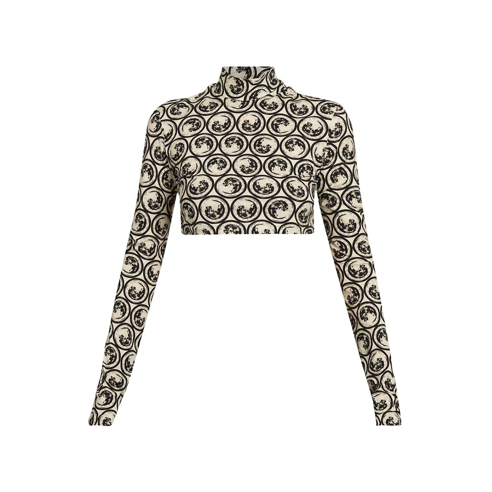 Off-White Cropped Black Moon-Print Top Size 36 (0)