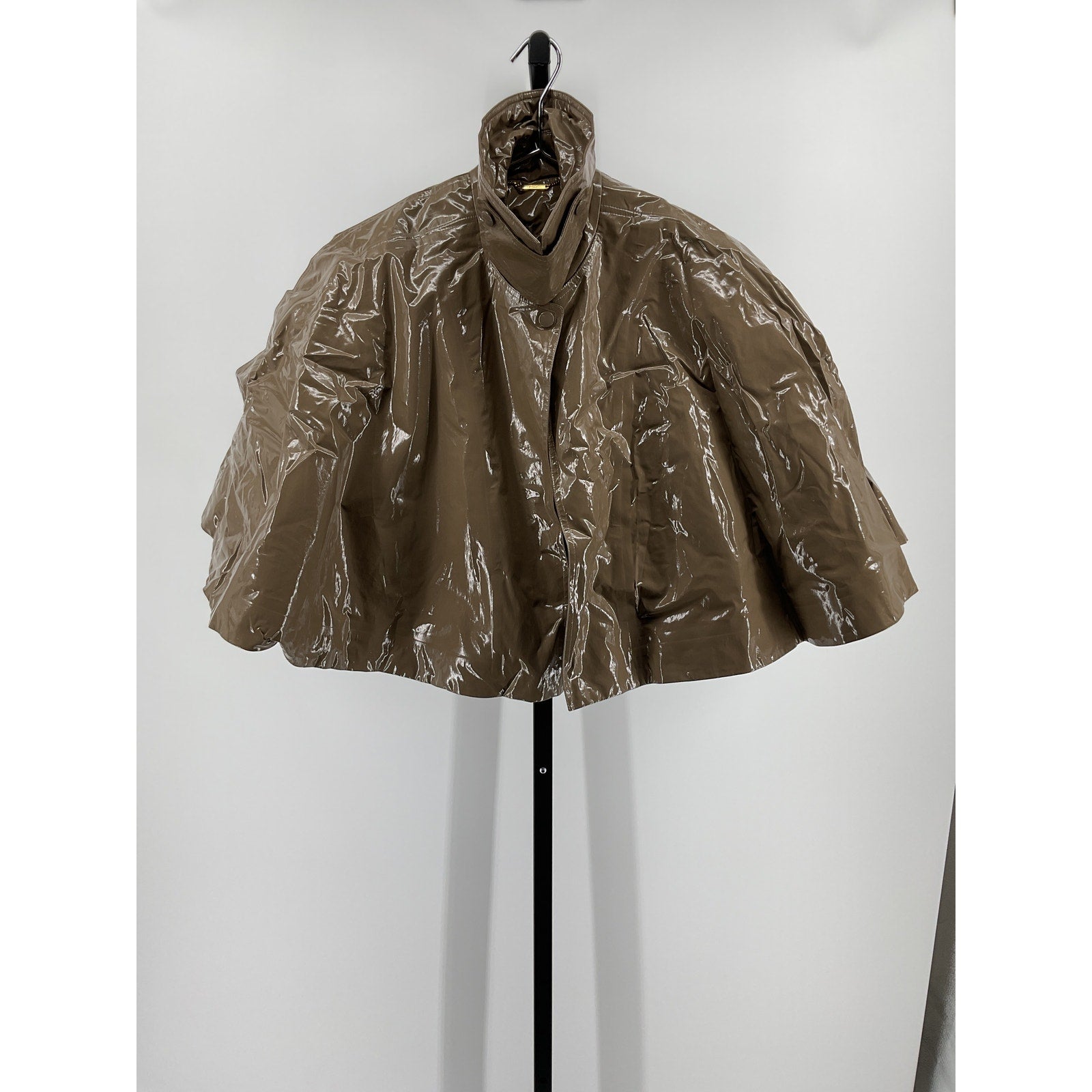 Chlo� Brown Cotton Cropped Lacquered Capelet Jacket Size S - NWT