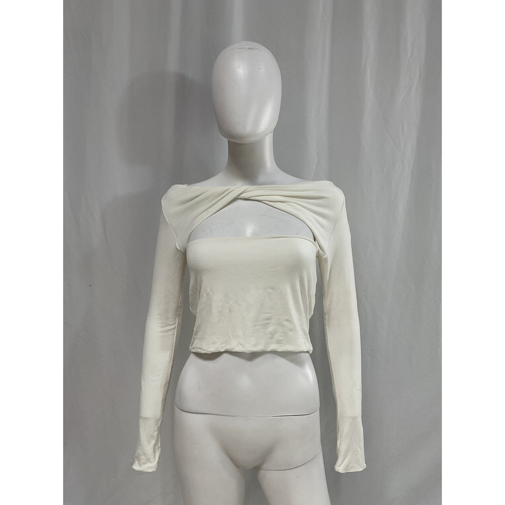 Ser.O.Ya 'Artemis' White Cut Out Off Shoulder Top Size L