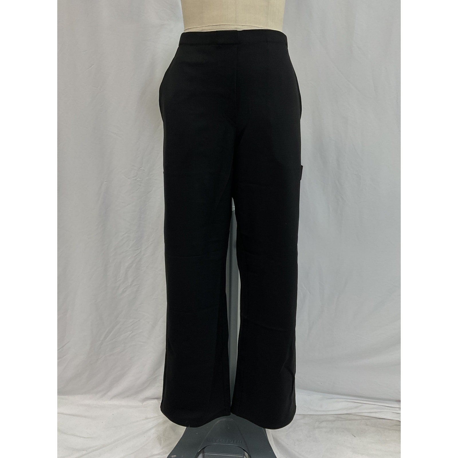 Leset 'Jane' Black Painter Wool-Blend Twill Straight-Leg Pants Size L