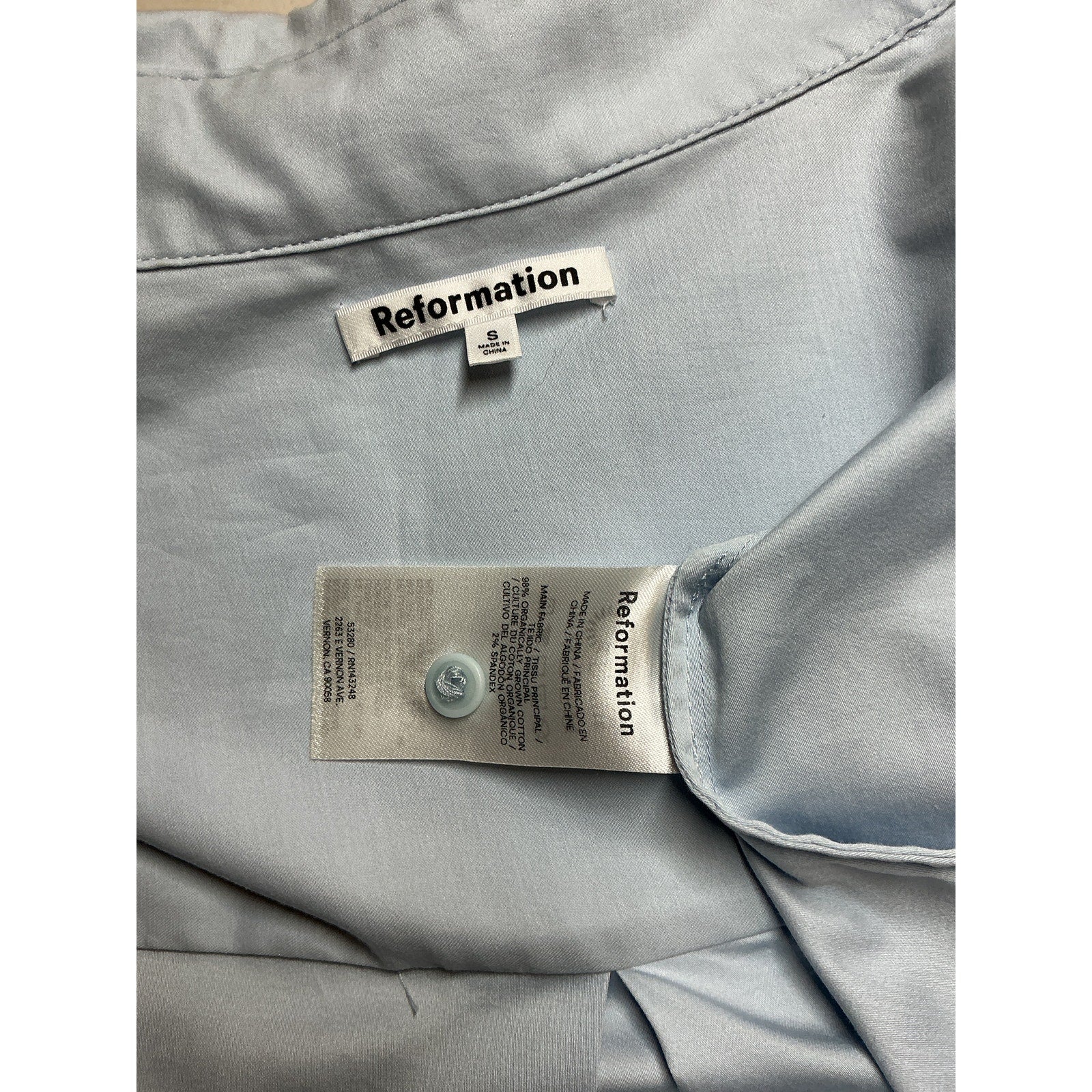Reformation 'Andy' Blue Cotton Oversized Shirt Size S