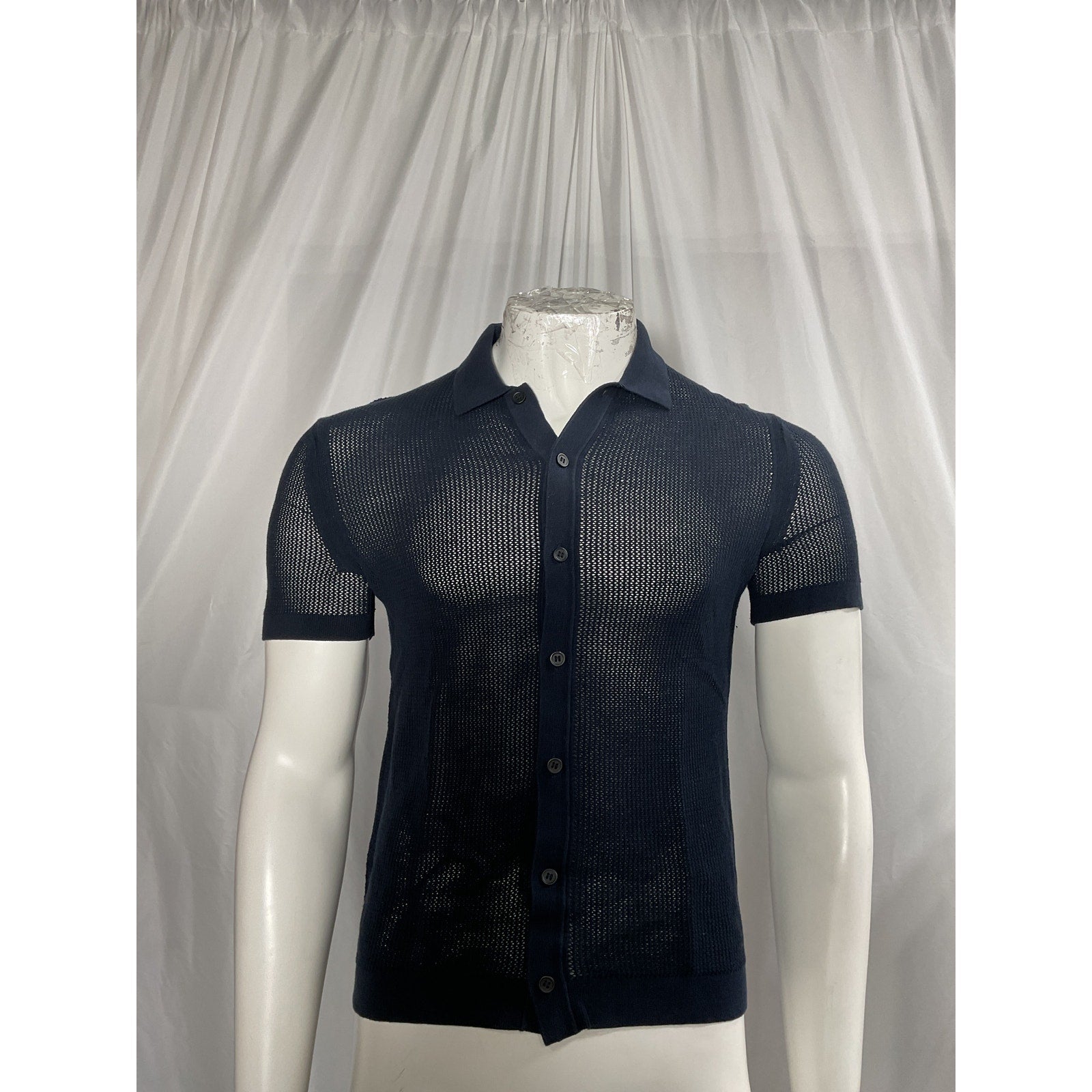 Theory 'Cairn Breac' Black Short-Sleeve Open Shirt Size S