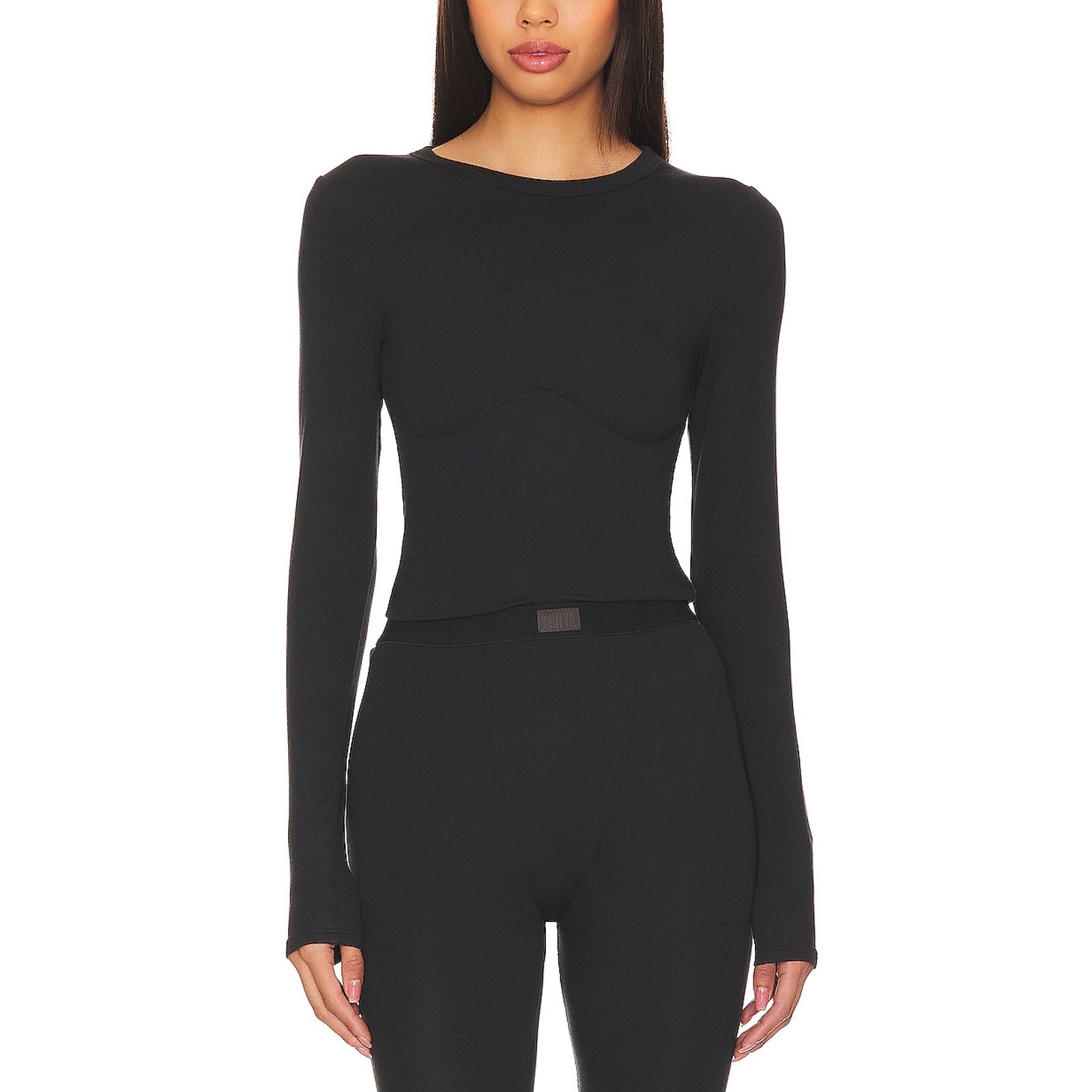Lunya Soft Modal Rib Black Underpin Long Sleeve Size S