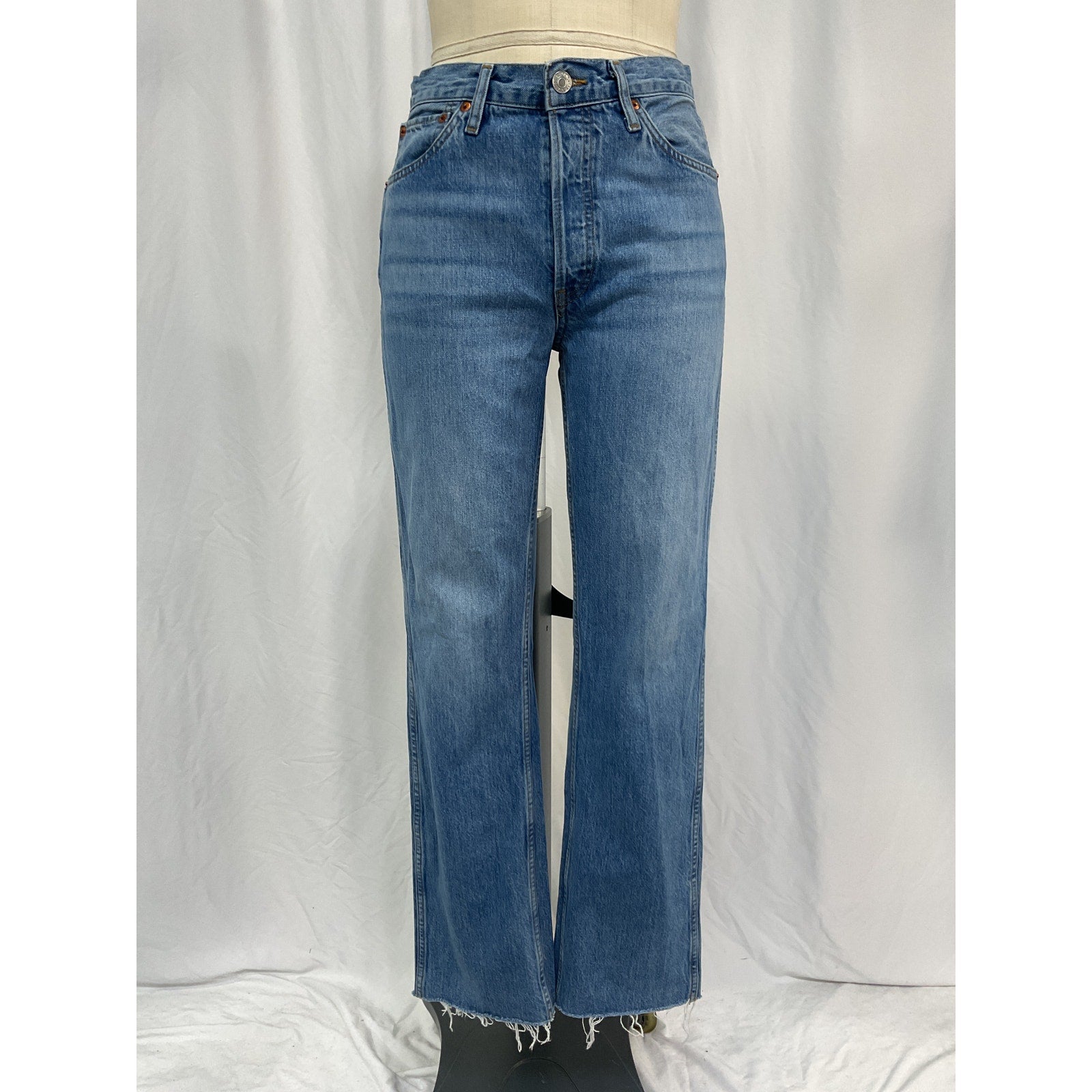 Re/Done '90S' Blue Cotton High Rise Loose Jeans Size 26