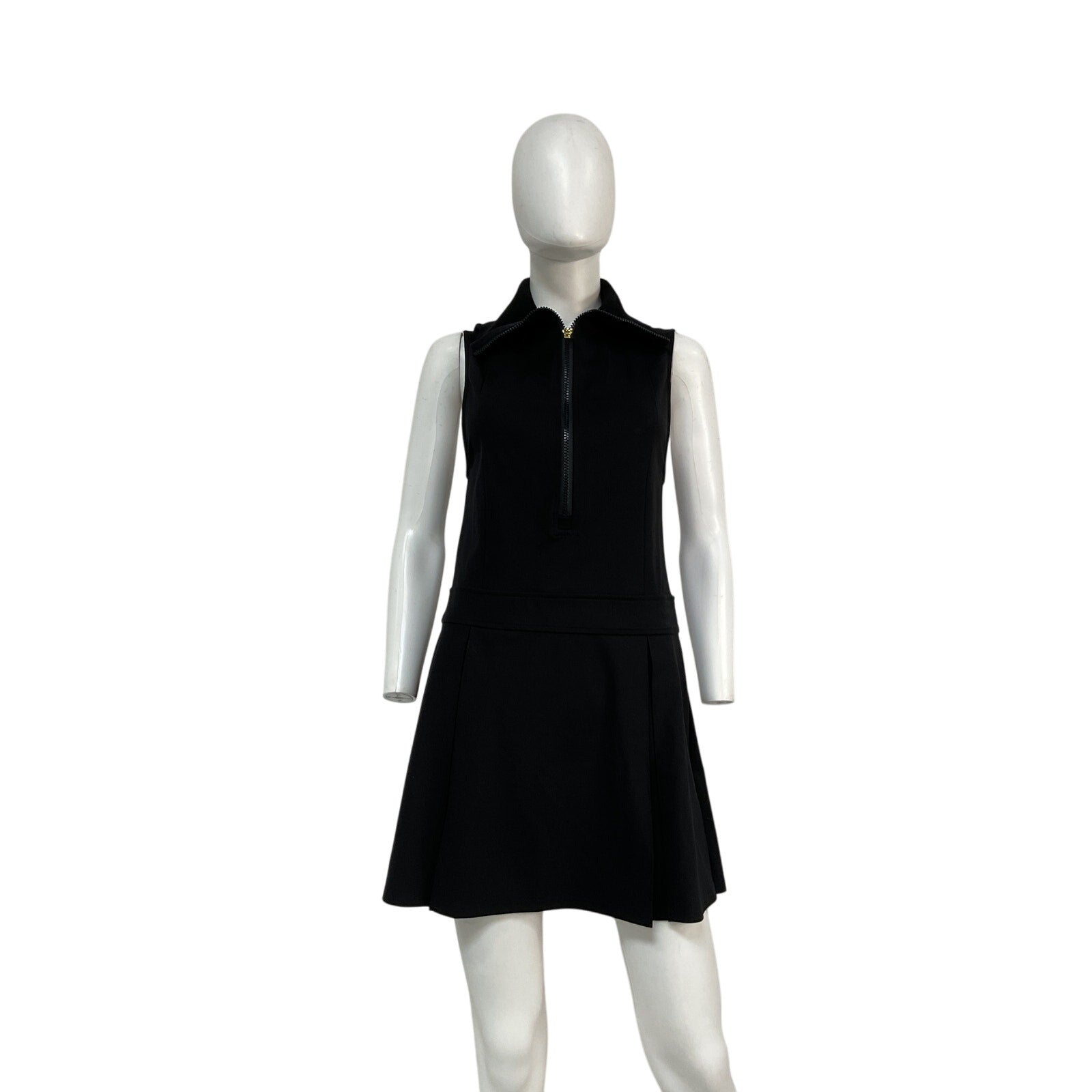 Varley 'Wilde' Black Cotton Pleated Sleeveless Mini Dress Size S