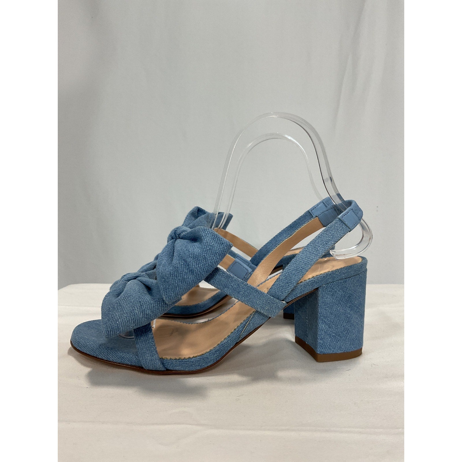 J.Crew 'Lucie Bow ' Blue Cotton Leather Slingback Sandals Size 6